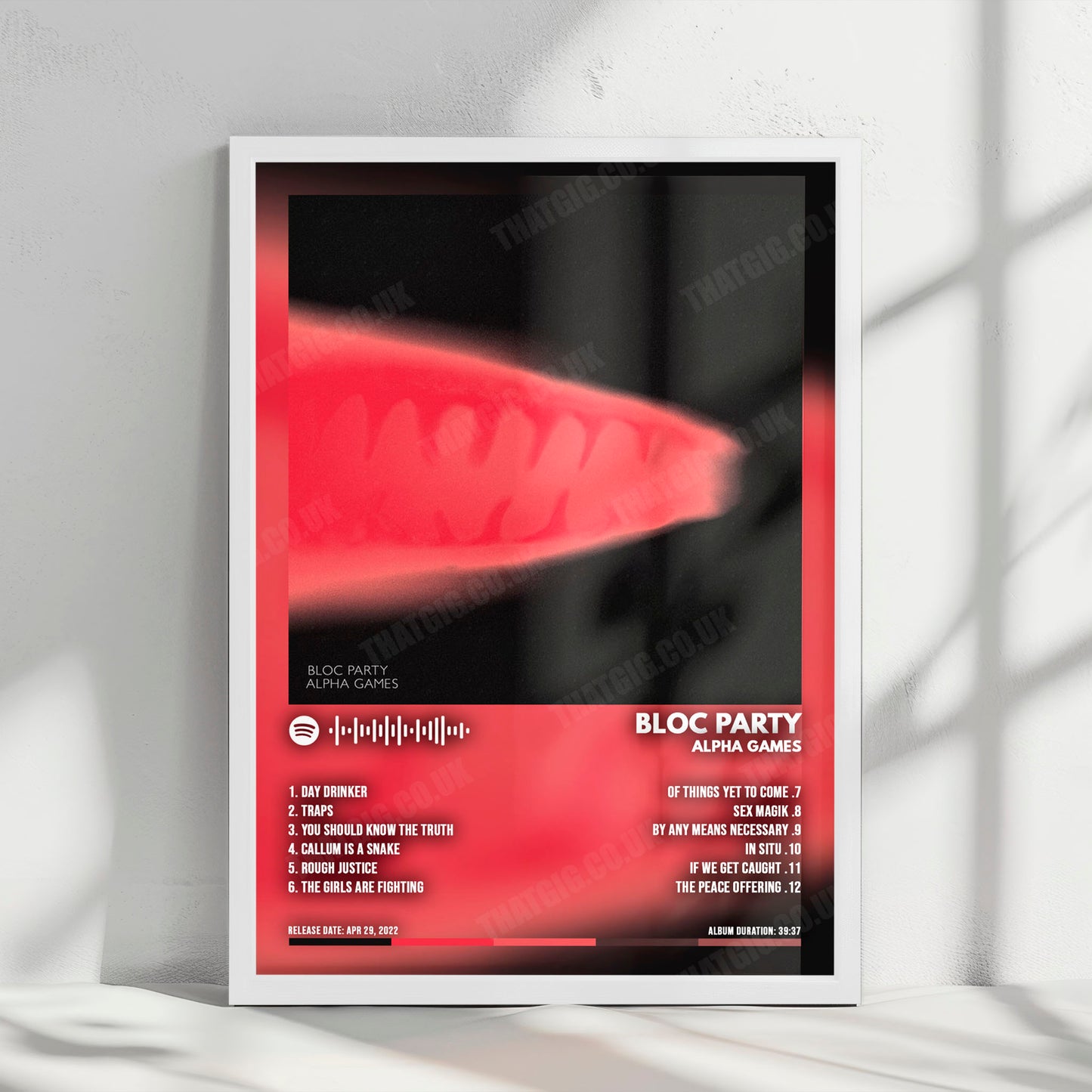 Bloc Party "Alpha Games" Album Cover Poster - with Complete Tracklist