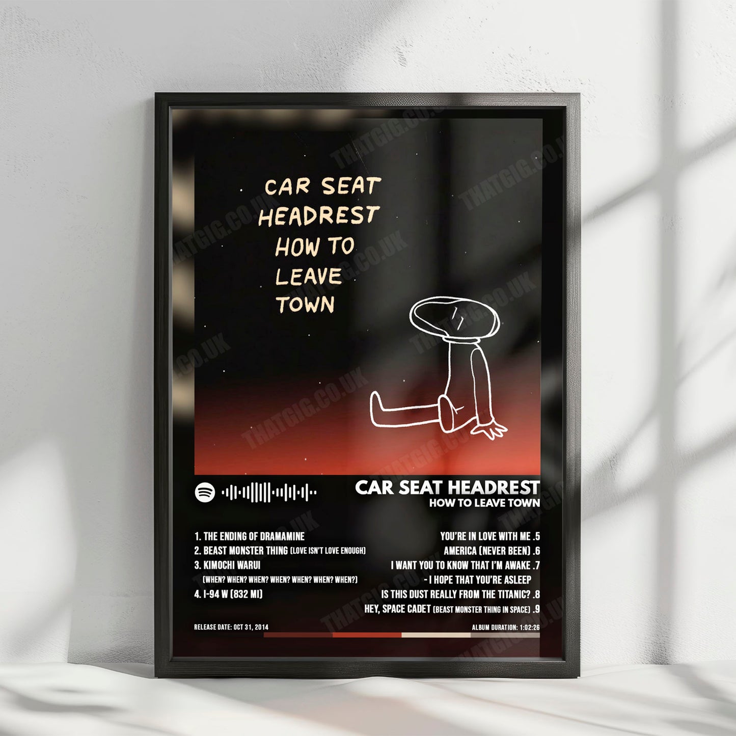 Car Seat Headrest "Headrest How to Leave Town" Album Cover Poster - with Complete Tracklist