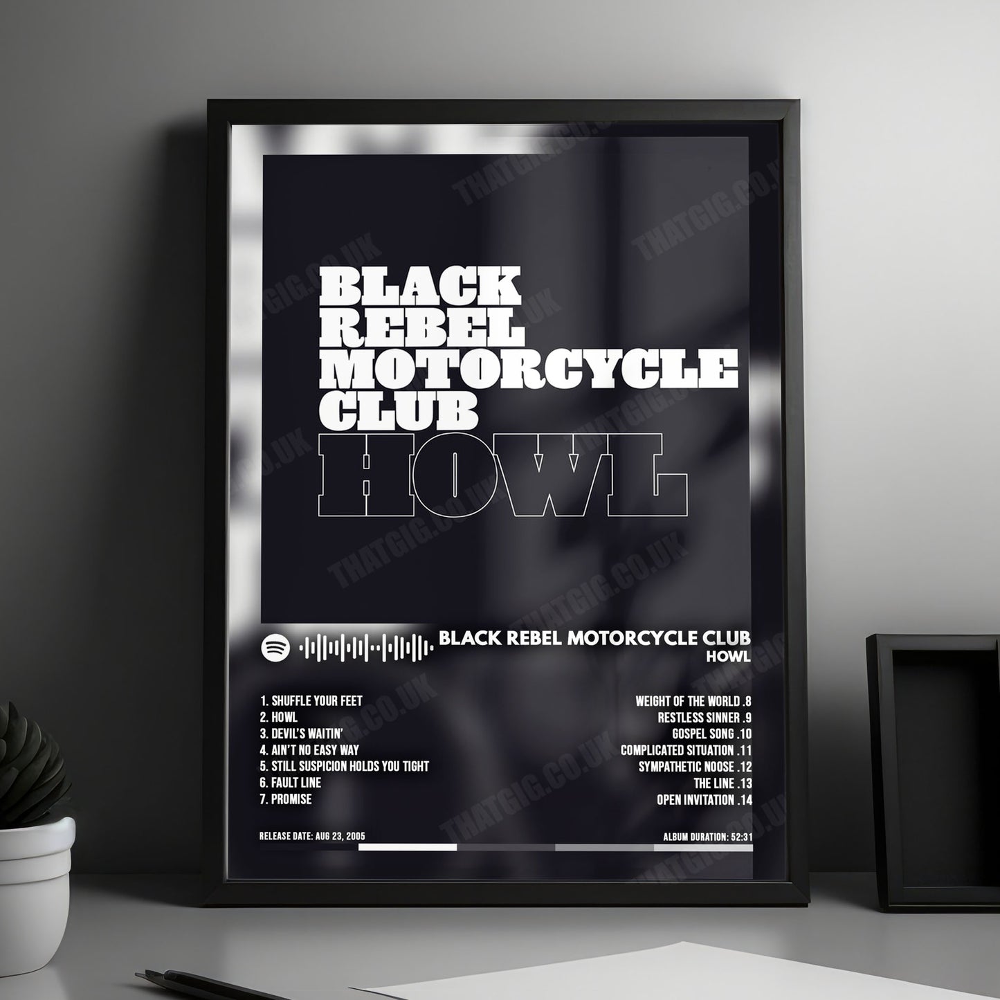 Black Rebel Motorcycle Club "Howl" Album Cover Poster - with Complete Tracklist