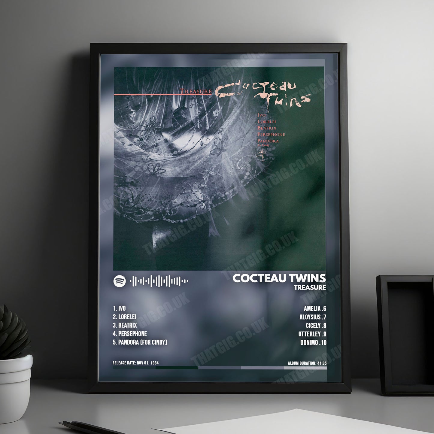 Cocteau Twins "Treasure" Album Cover Poster - with Complete Tracklist