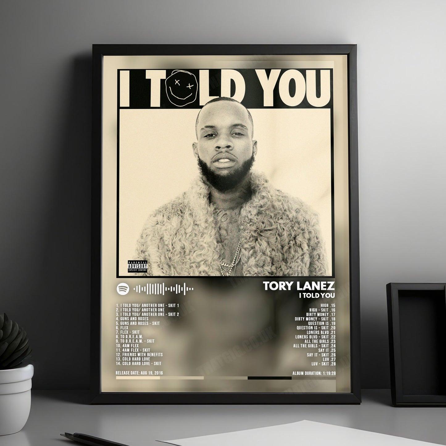 Tory Lanez "I Told You" Album Cover Poster - with Complete Tracklist