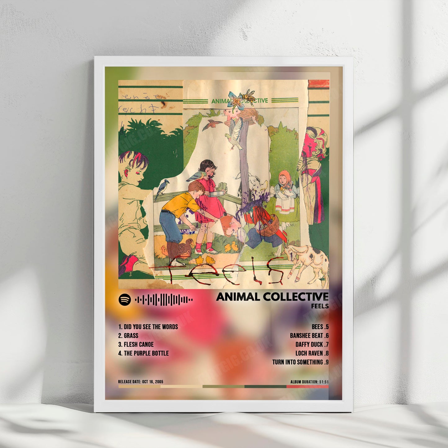 Animal Collective "Feels" Album Cover Poster - with Complete Tracklist