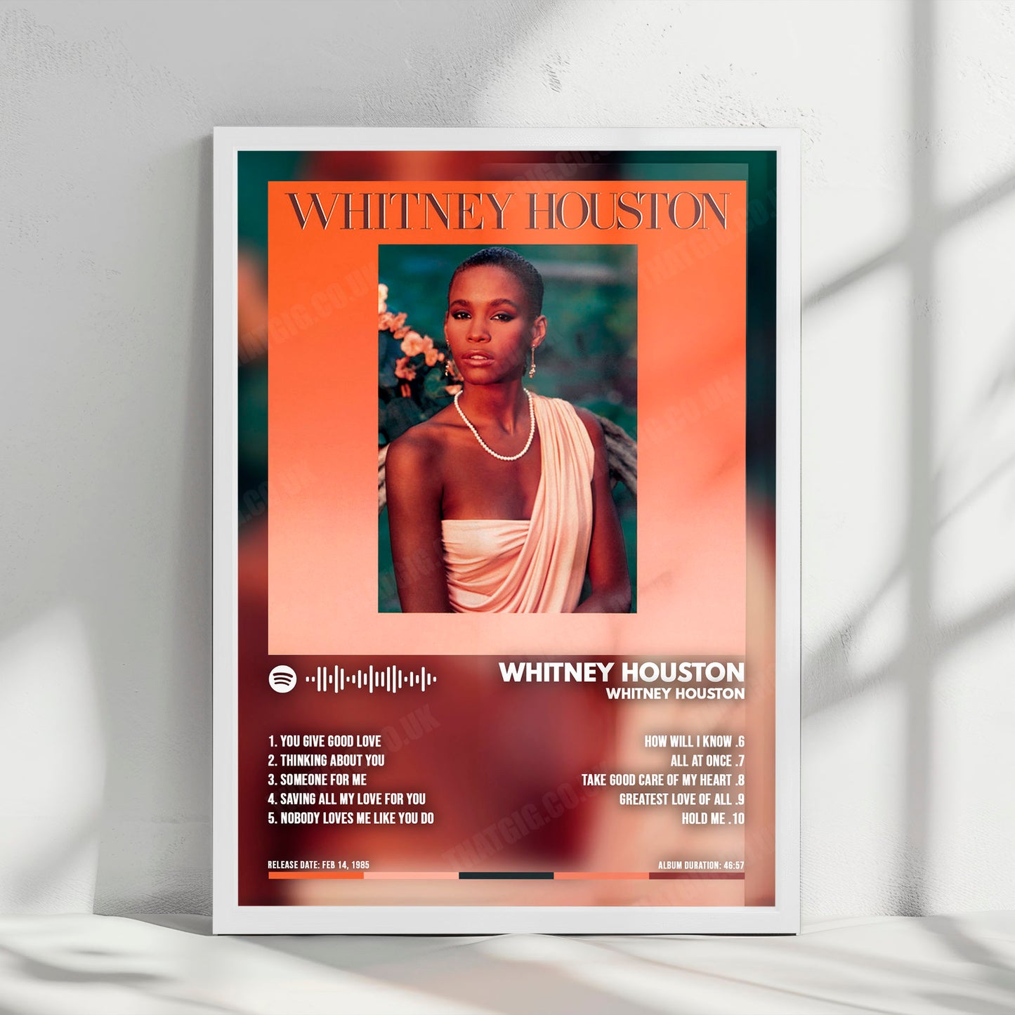 Whitney Houston "Whitney Houston " Album Cover Poster - with Complete Tracklist