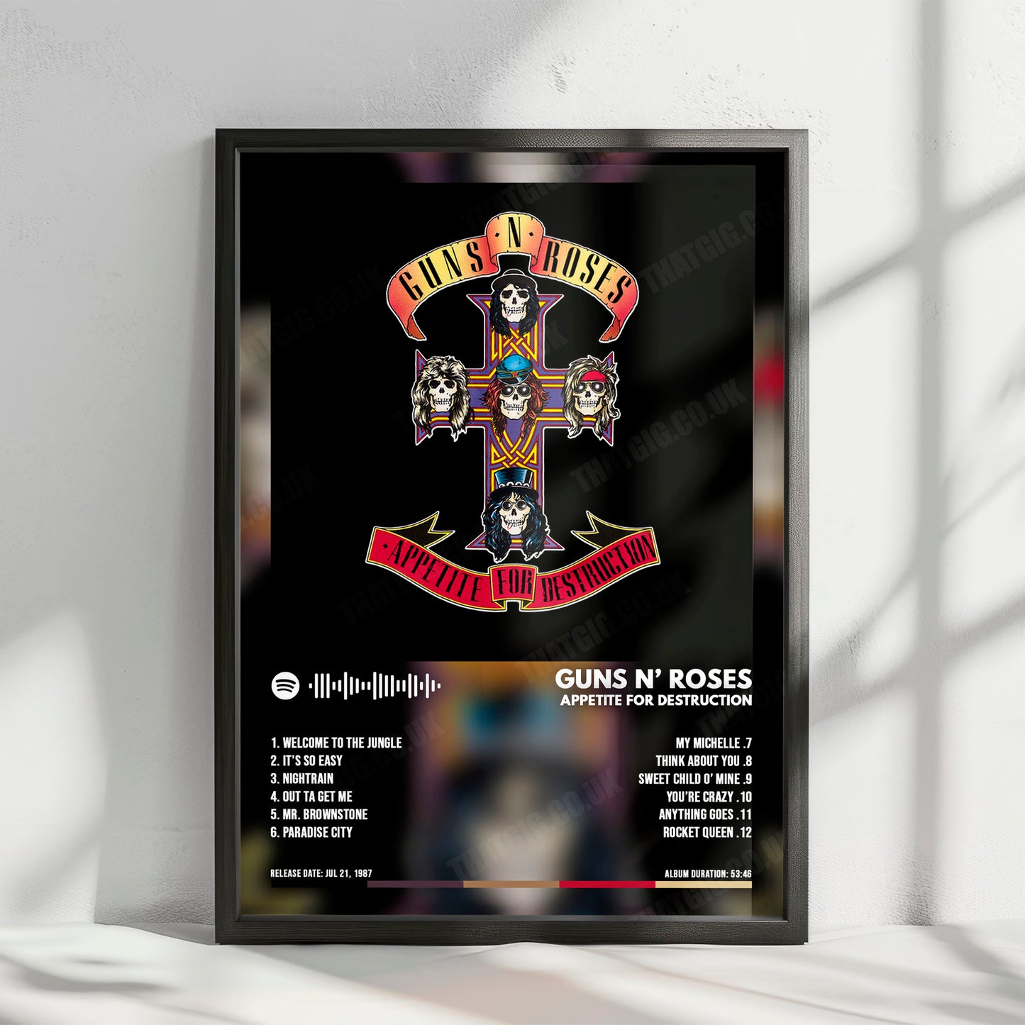 Guns N' Roses "Appetite for Destruction" Album Cover Poster - with Complete Tracklist