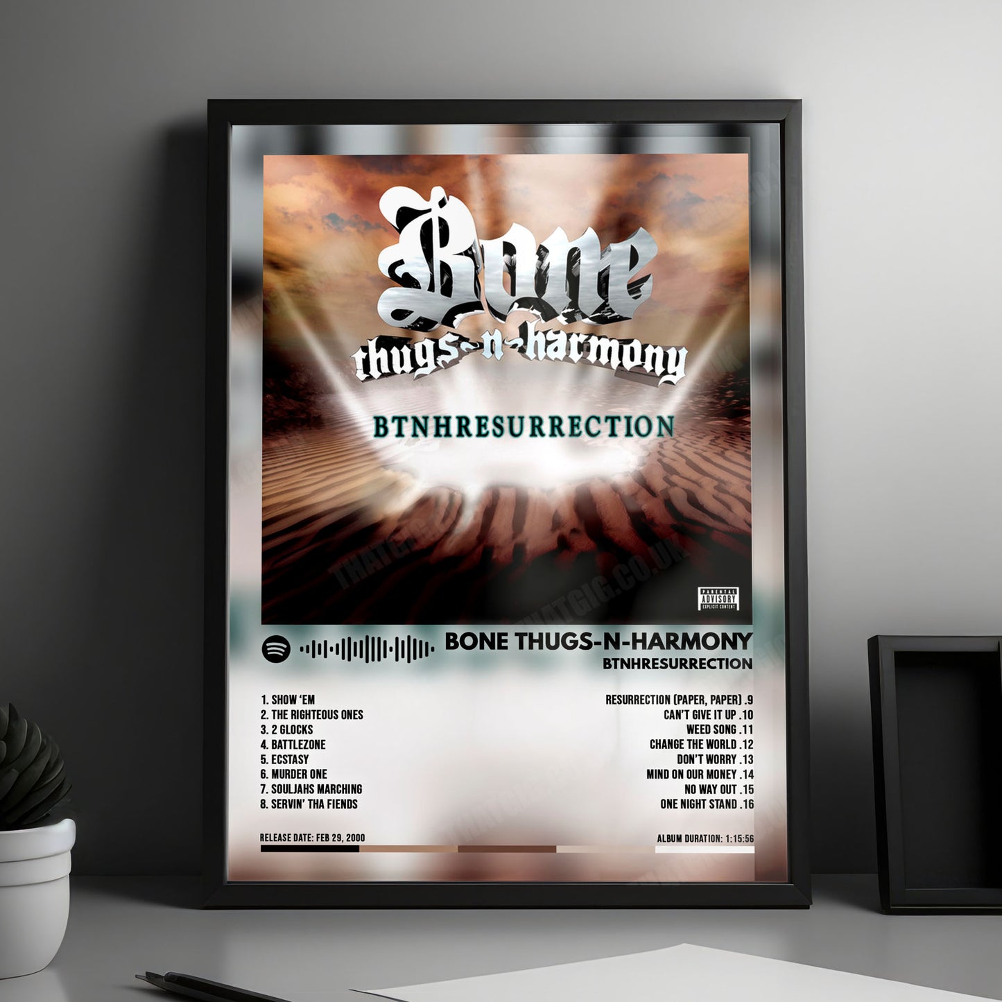Bone Thugs-N-Harmony "BTNHRESURRECTION" Album Cover Poster - with Complete Tracklist