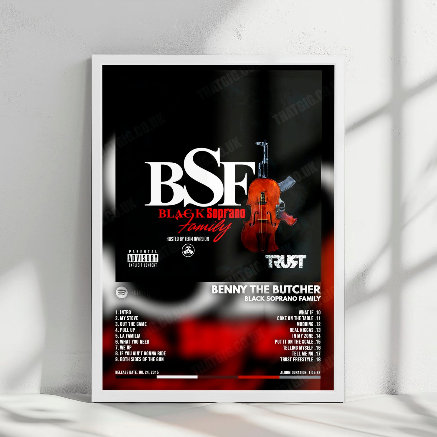 Benny The Butcher "Butcher Black Soprano Family" Album Cover Poster - with Complete Tracklist
