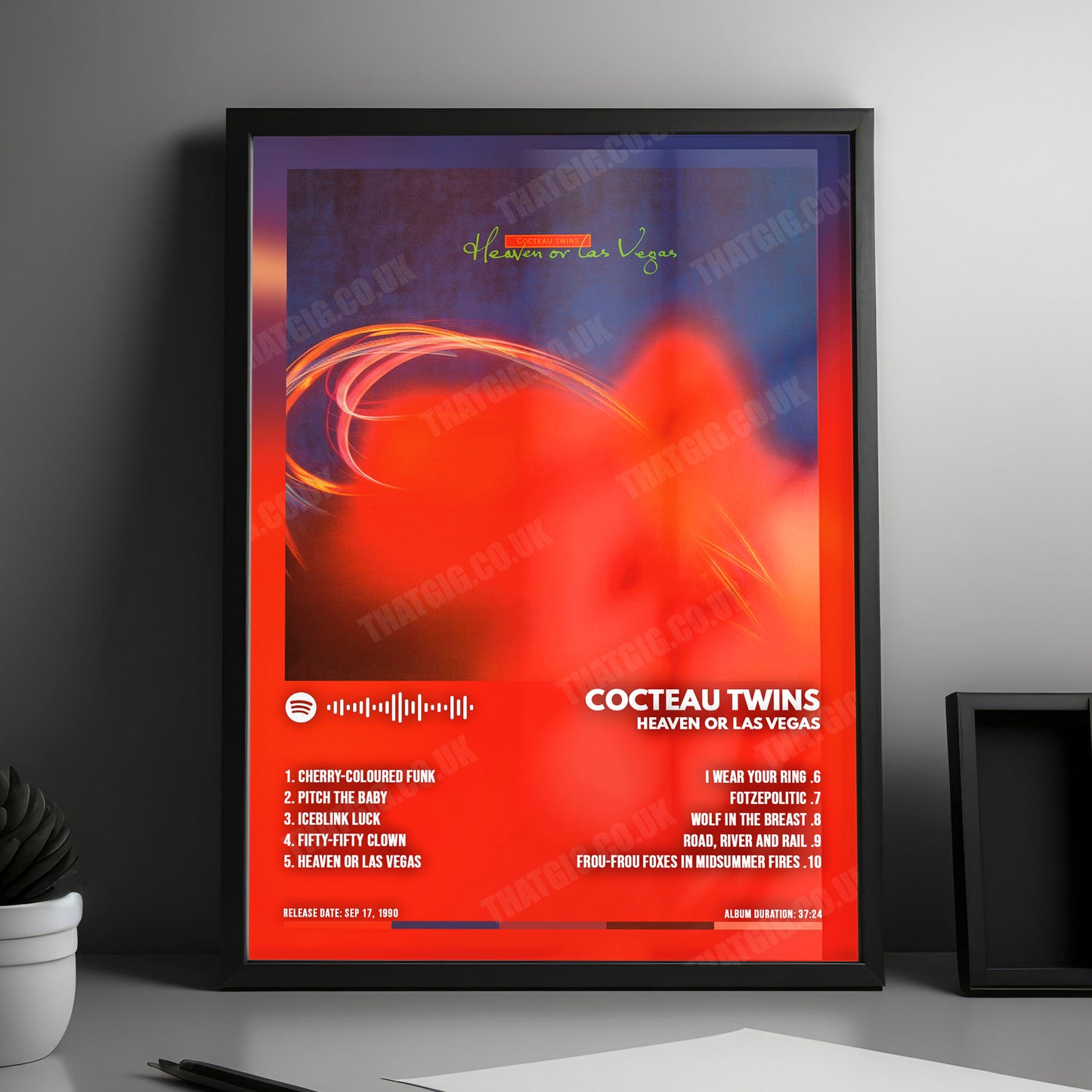 Cocteau Twins "Heaven or Las Vegas" Album Cover Poster - with Complete Tracklist