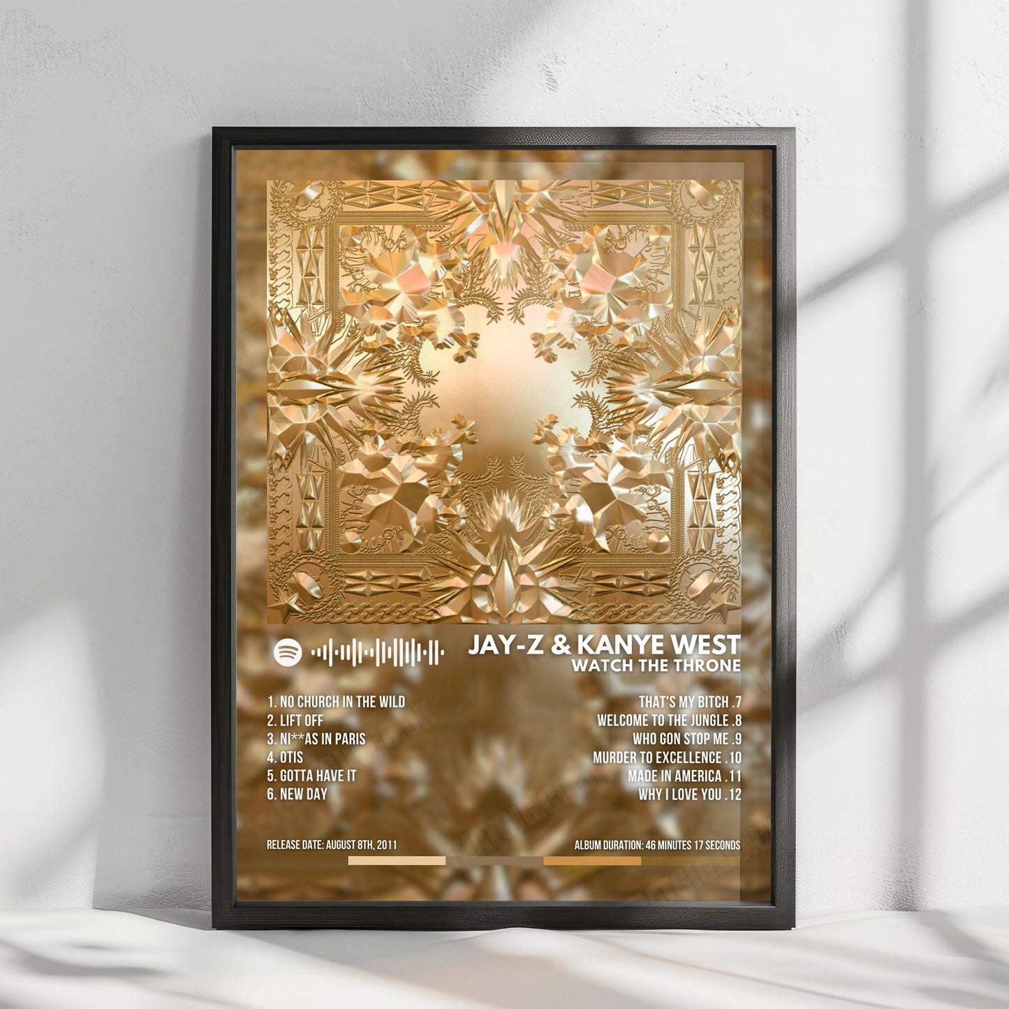 Jay-Z & Kanye West "Watch The Throne" Album Cover Poster - with Complete Tracklist