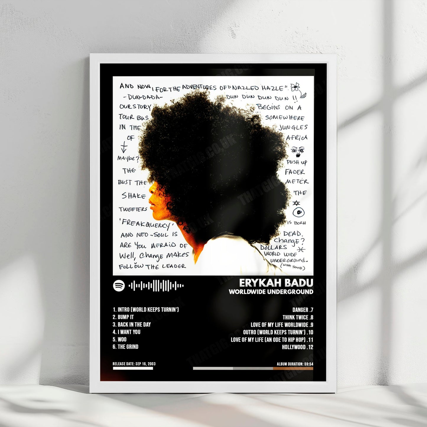Erykah Badu "Worldwide Underground" Album Cover Poster - with Complete Tracklist