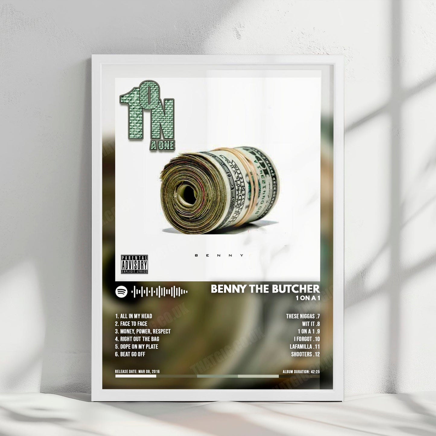 Benny The Butcher "Butcher 1 on a 1" Album Cover Poster - with Complete Tracklist