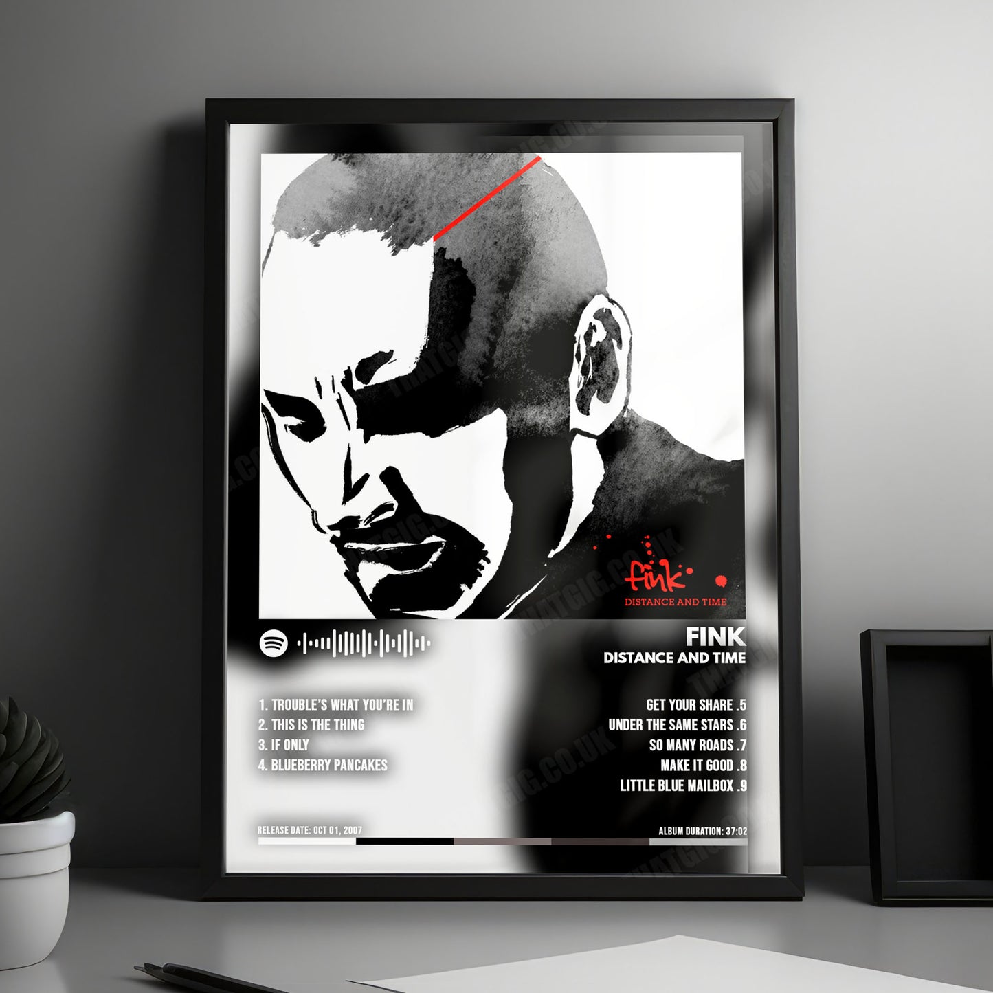 Fink "Distance and Time" Album Cover Poster - with Complete Tracklist