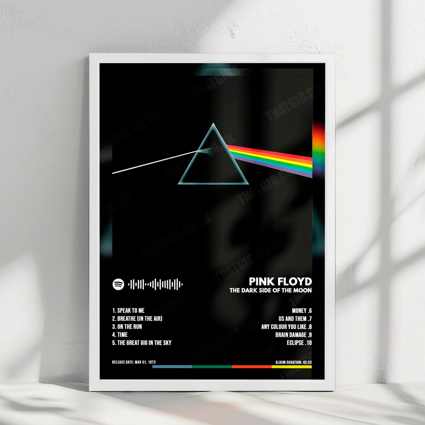Pink Floyd "The Dark Side of the Moon" Album Cover Poster - with Complete Tracklist