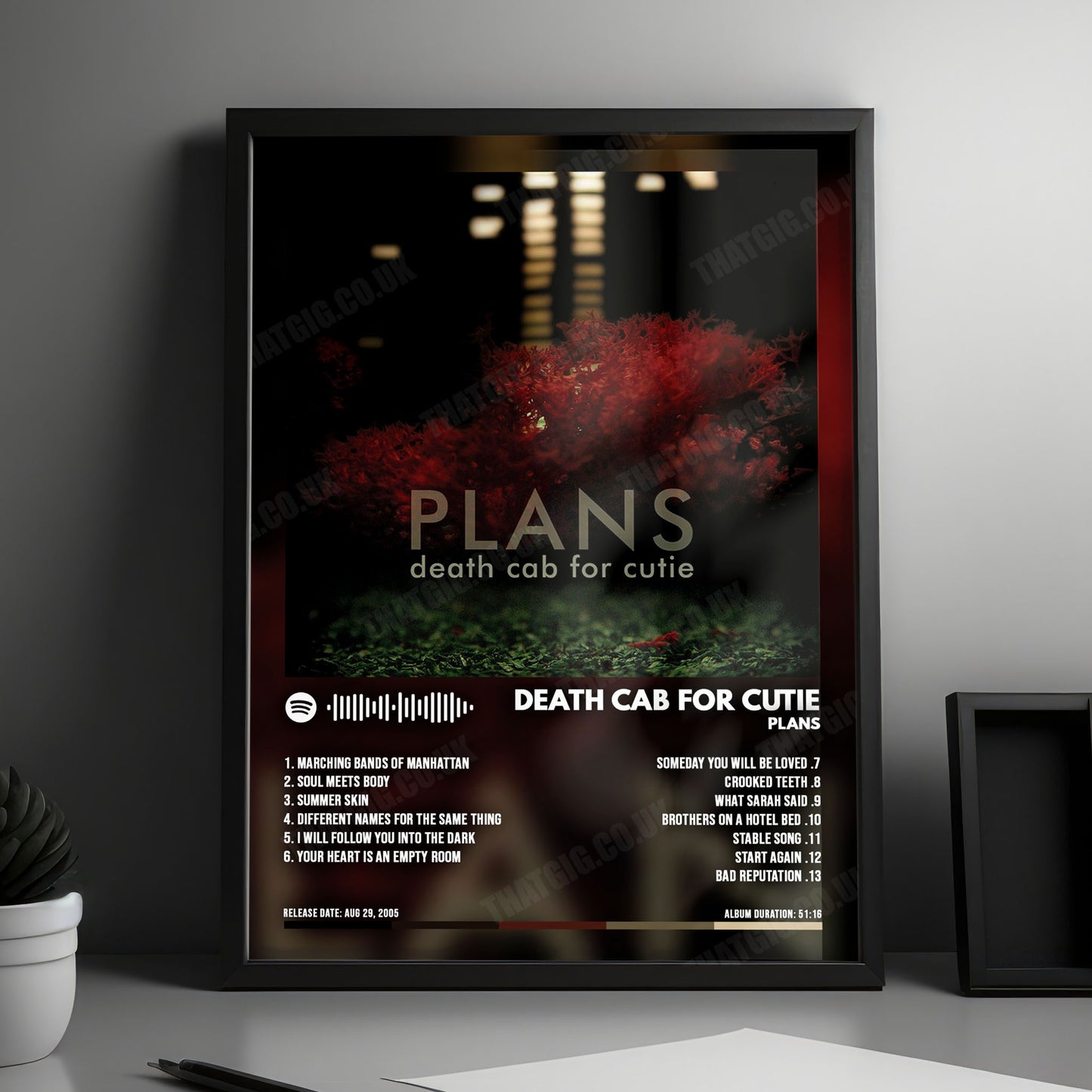 Death Cab for Cutie "Plans" Album Cover Poster - with Complete Tracklist