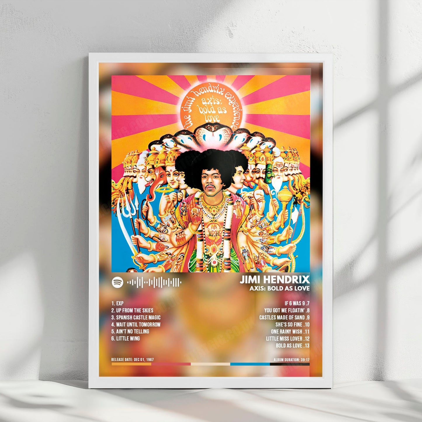 Jimi Hendrix "Axis: Bold as Love" Album Cover Poster - with Complete Tracklist