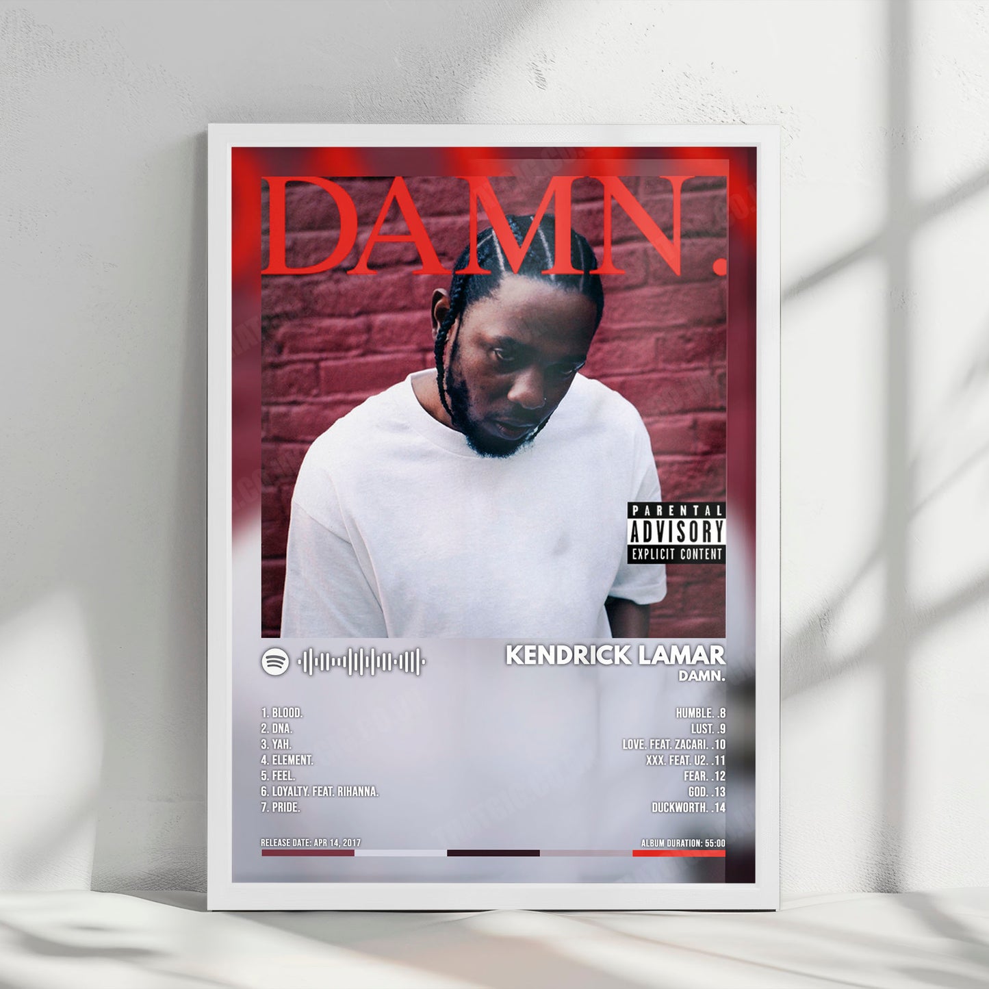 Kendrick Lamar - "DAMN." Album Cover Poster