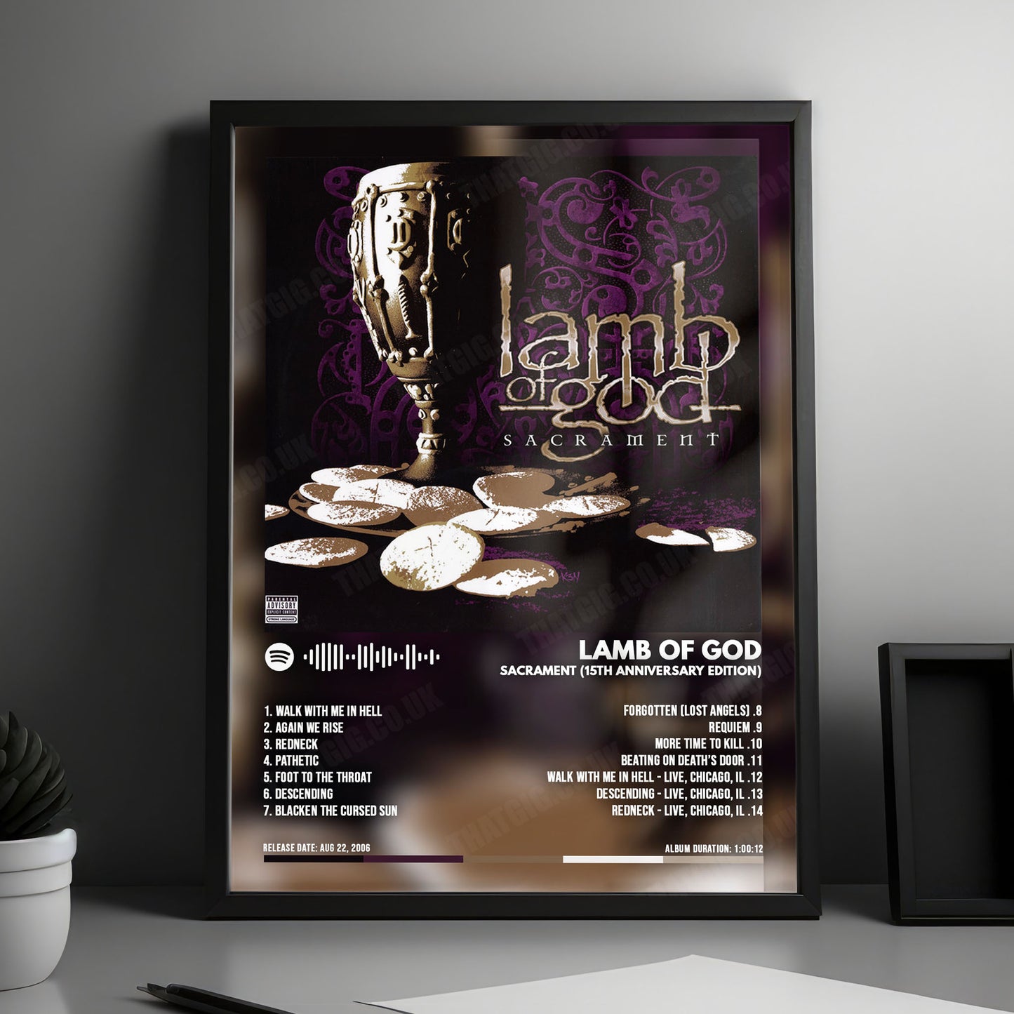 Lamb of God "Sacrament " Album Cover Poster - with Complete Tracklist