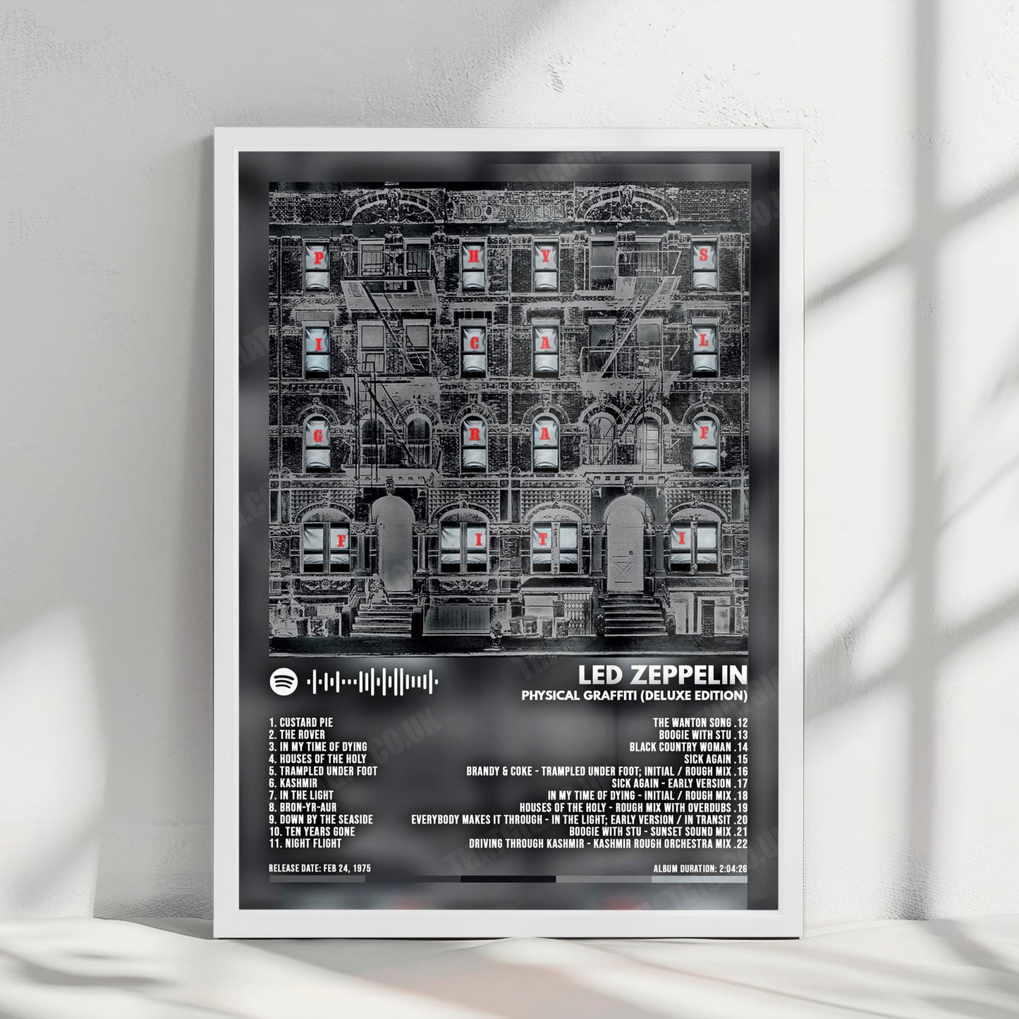 Led Zeppelin "Physical Graffiti" Album Cover Poster - with Complete Tracklist