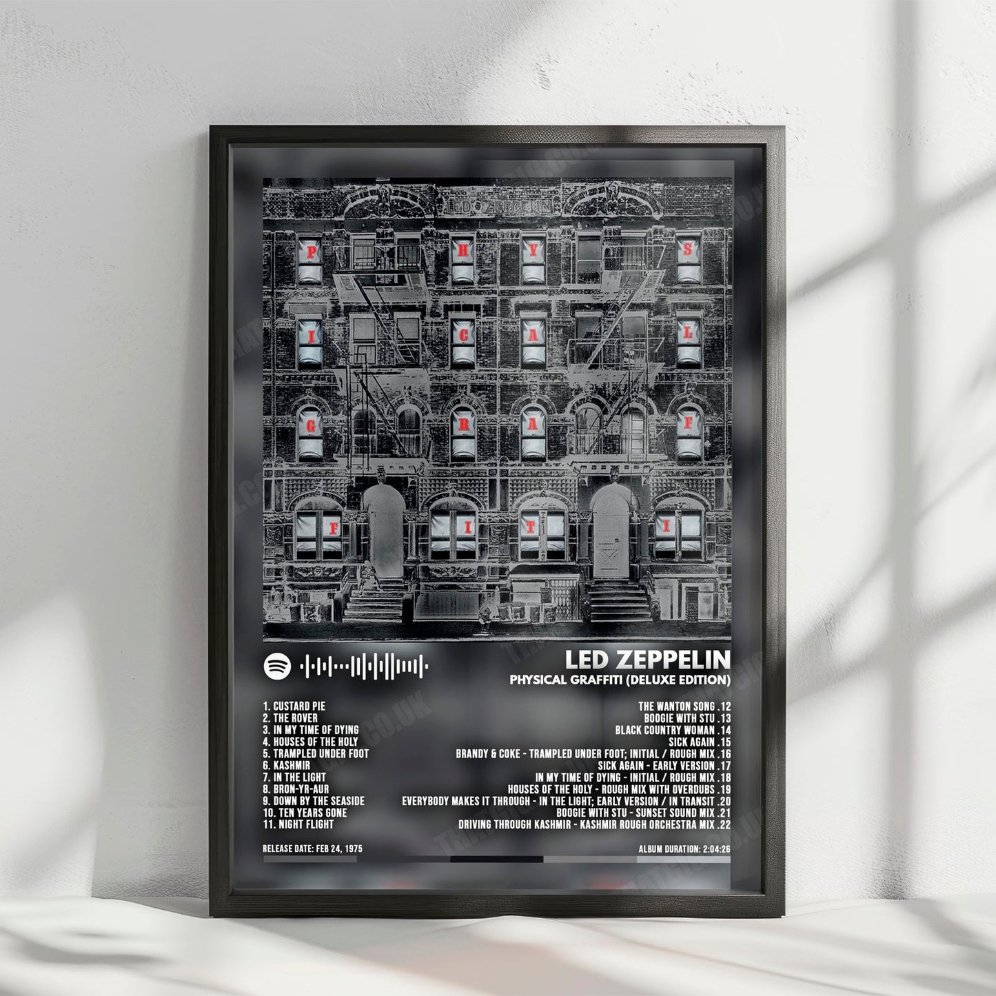 Led Zeppelin "Physical Graffiti" Album Cover Poster - with Complete Tracklist