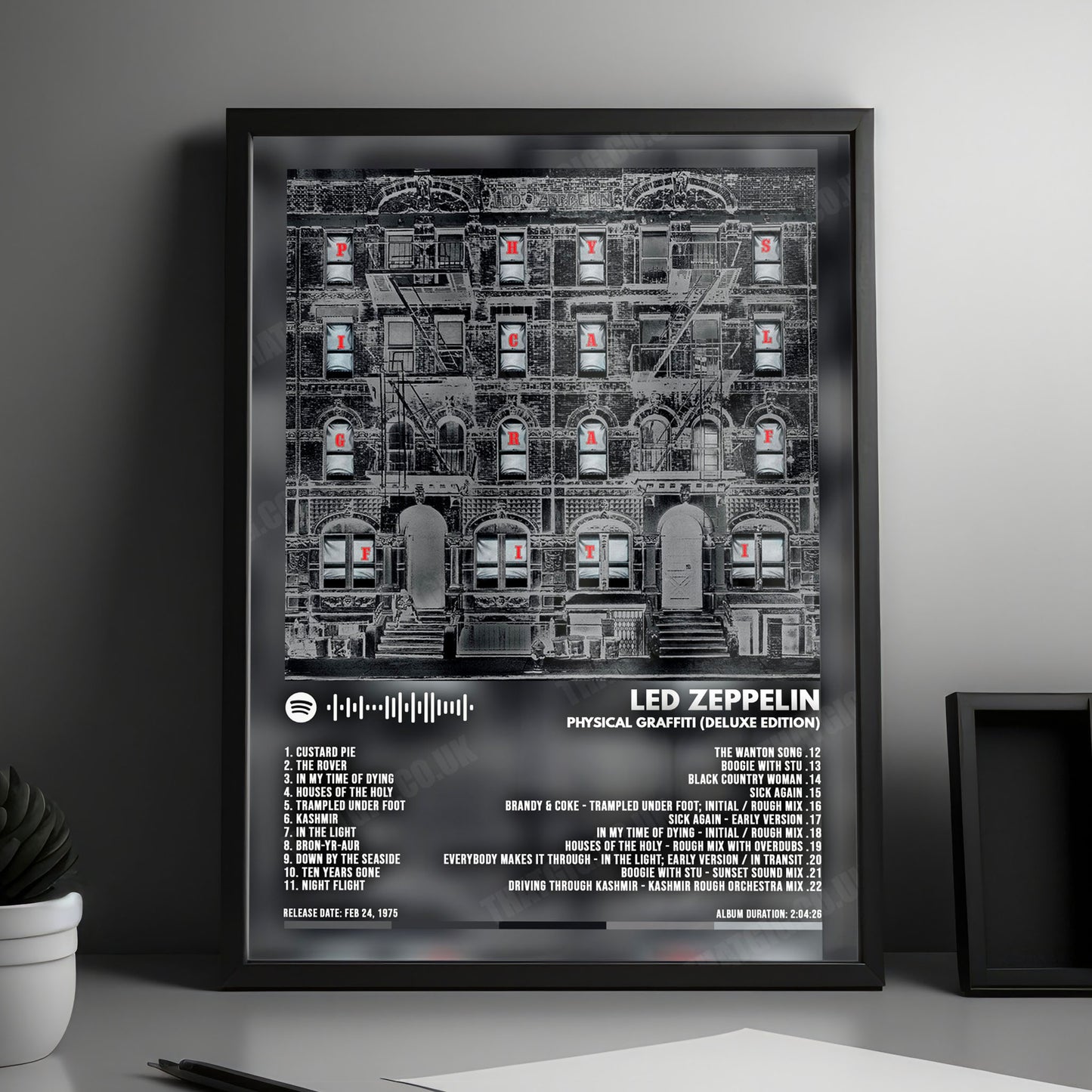 Led Zeppelin "Physical Graffiti" Album Cover Poster - with Complete Tracklist