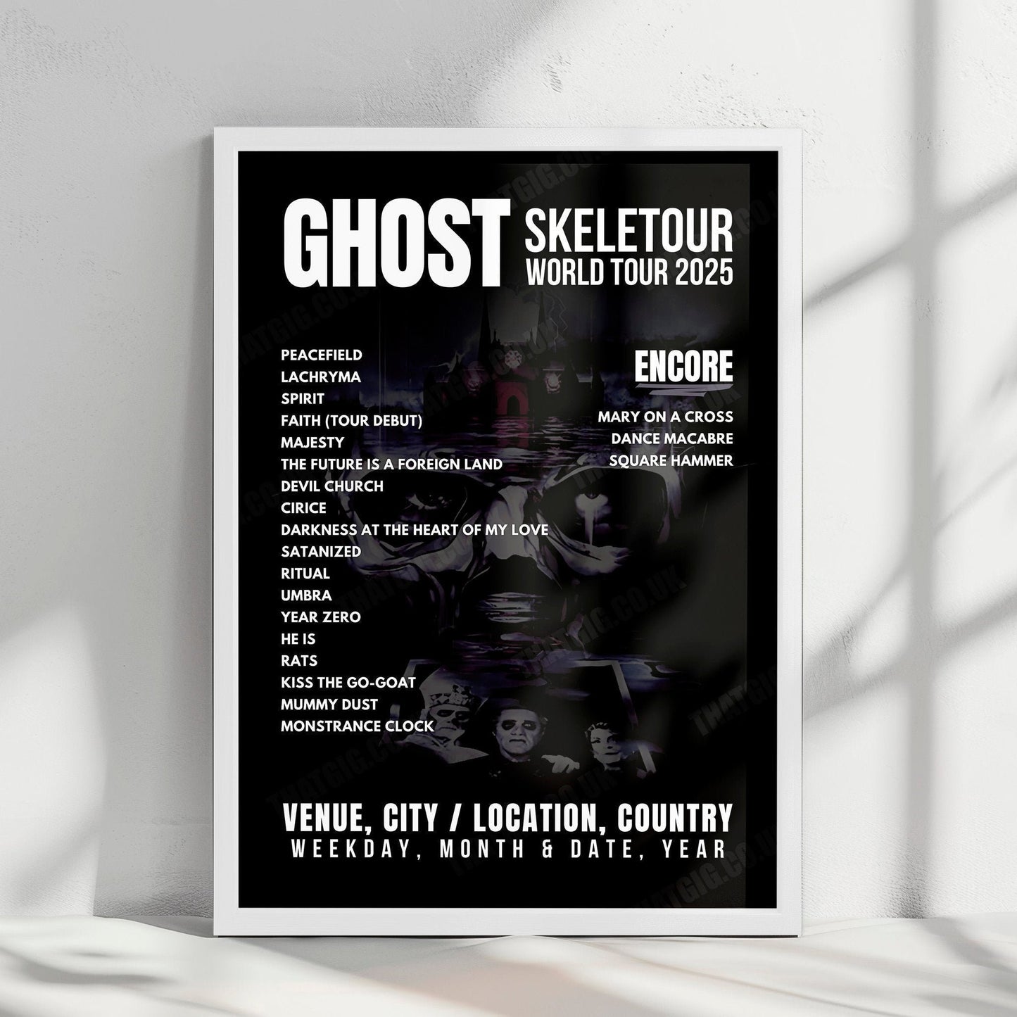 Ghost Setlist Poster - The OVO Hydro, Glasgow - April 16th, 2025