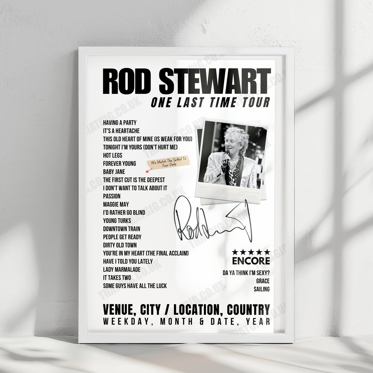 Rod Stewart Setlist Poster - Coliseum da Coruña A Coruña - December 15th, 2024