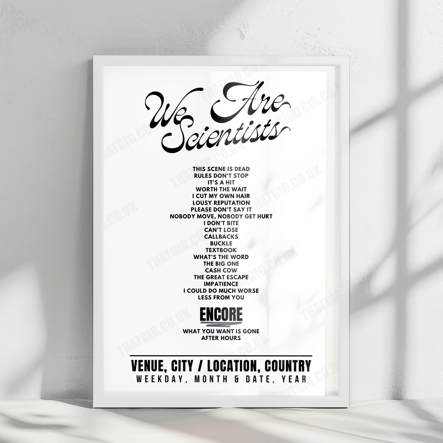 We Are Scientists Setlist Poster - Engine Rooms, Southampton - November 19th, 2024