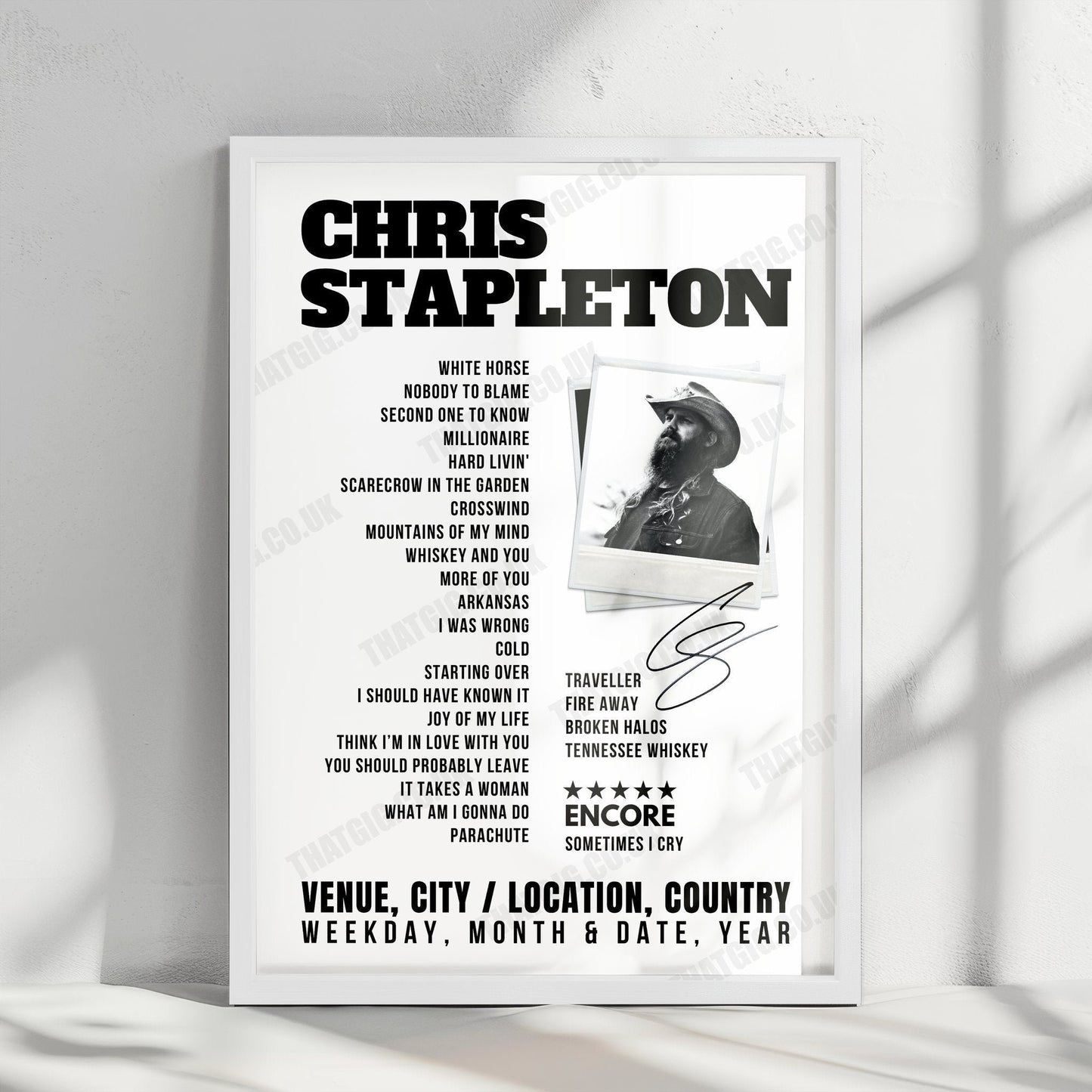 Chris Stapleton Concert Poster – Bridgestone Arena, Nashville, TN, USA – August 10th, 2024