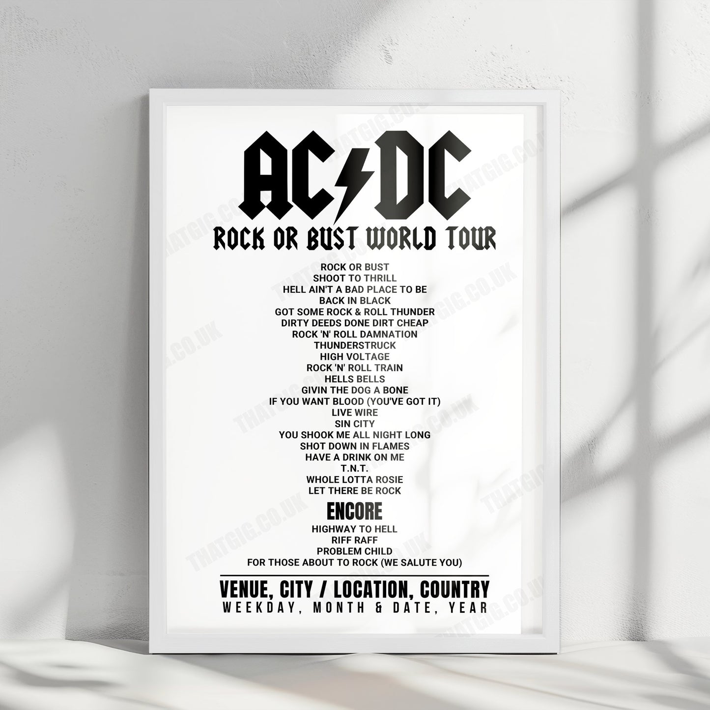 AC/DC Setlist Poster - Olympiastadion, Munich - May 19th, 2015