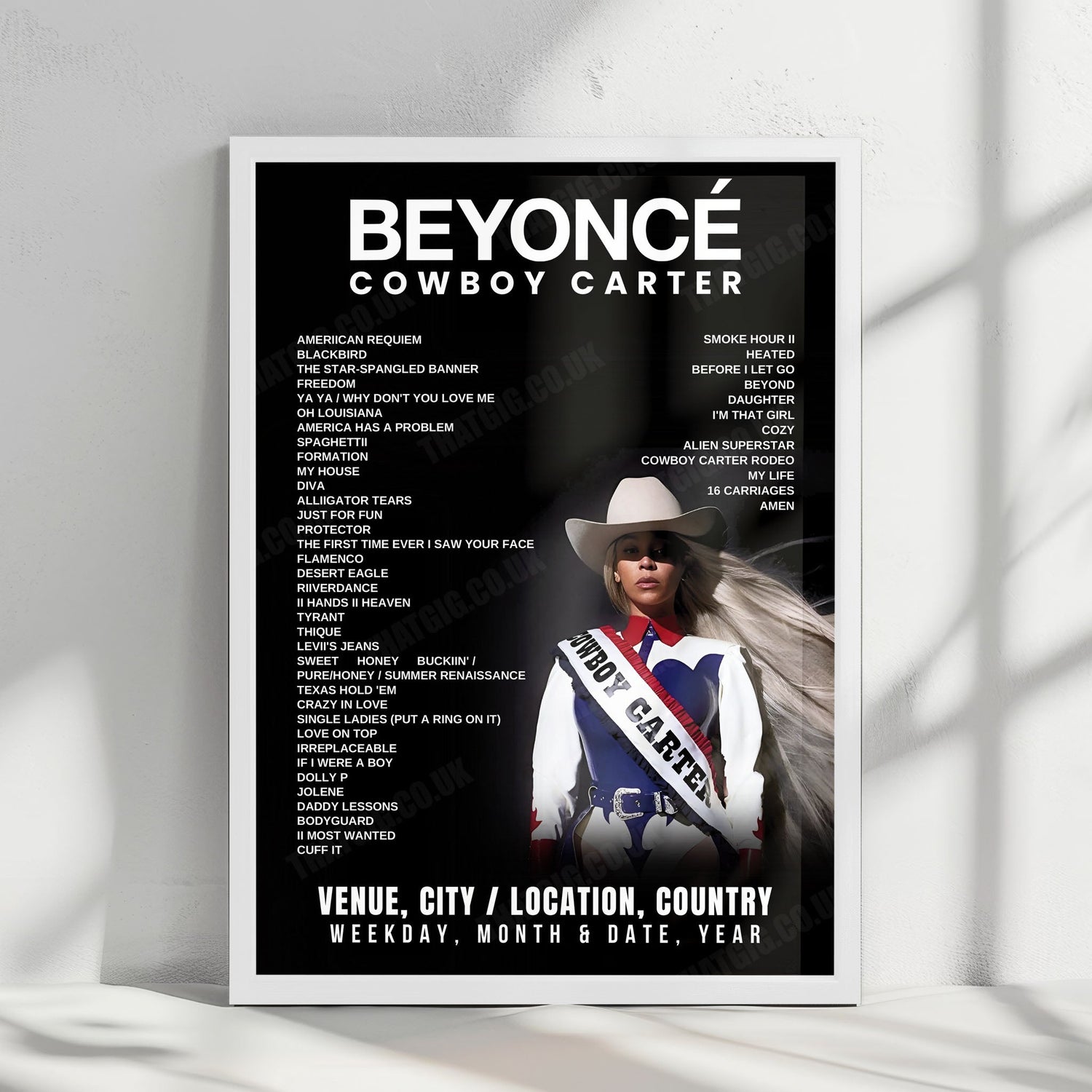 Beyoncé Setlist Poster - Soldier Field, Chicago - May 18th, 2025