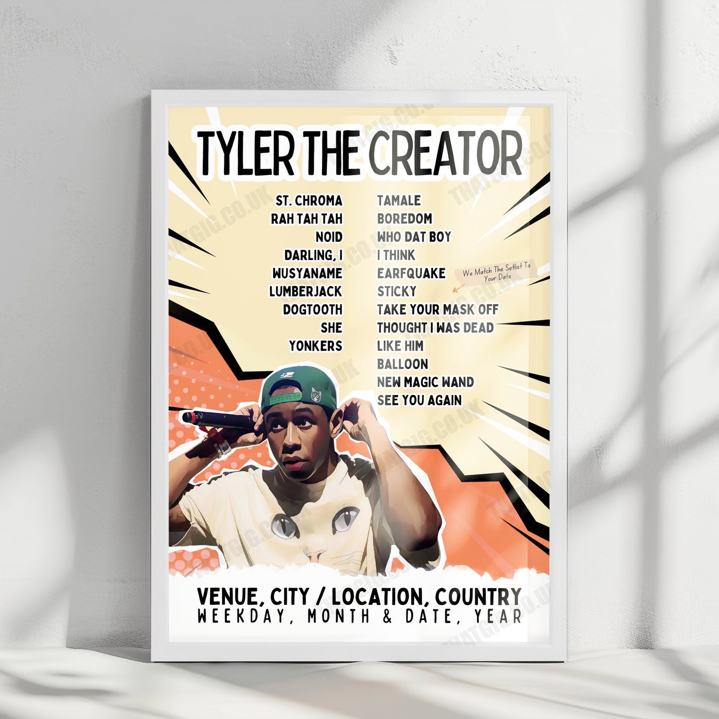 Tyler, The Creator Setlist Poster - The O2 Arena, London - May 22nd, 2025