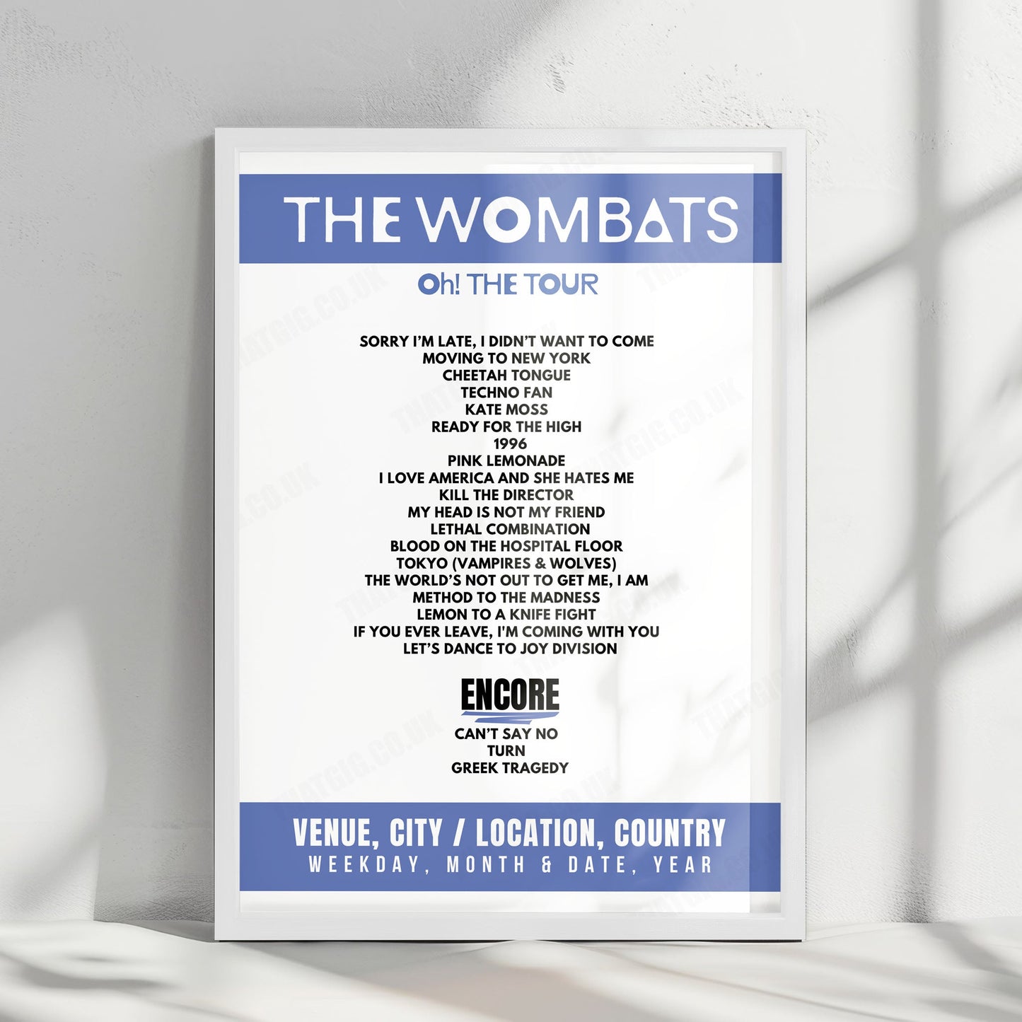 The Wombats Setlist Poster - First Direct Arena, Leeds - March 26th, 2025