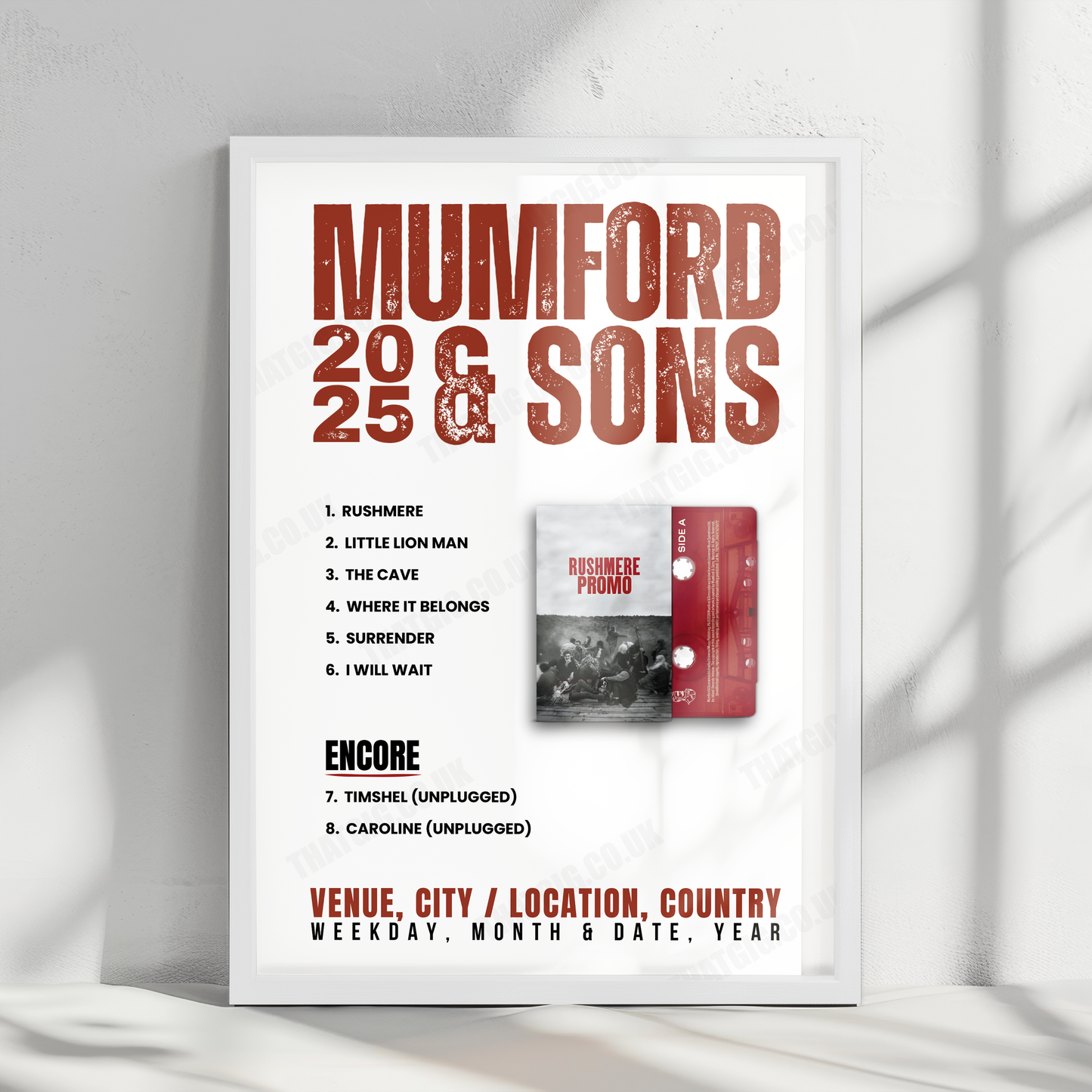 Mumford & Sons Setlist Poster - Los Angeles Convention Center, Los Angeles - February 3rd, 2023