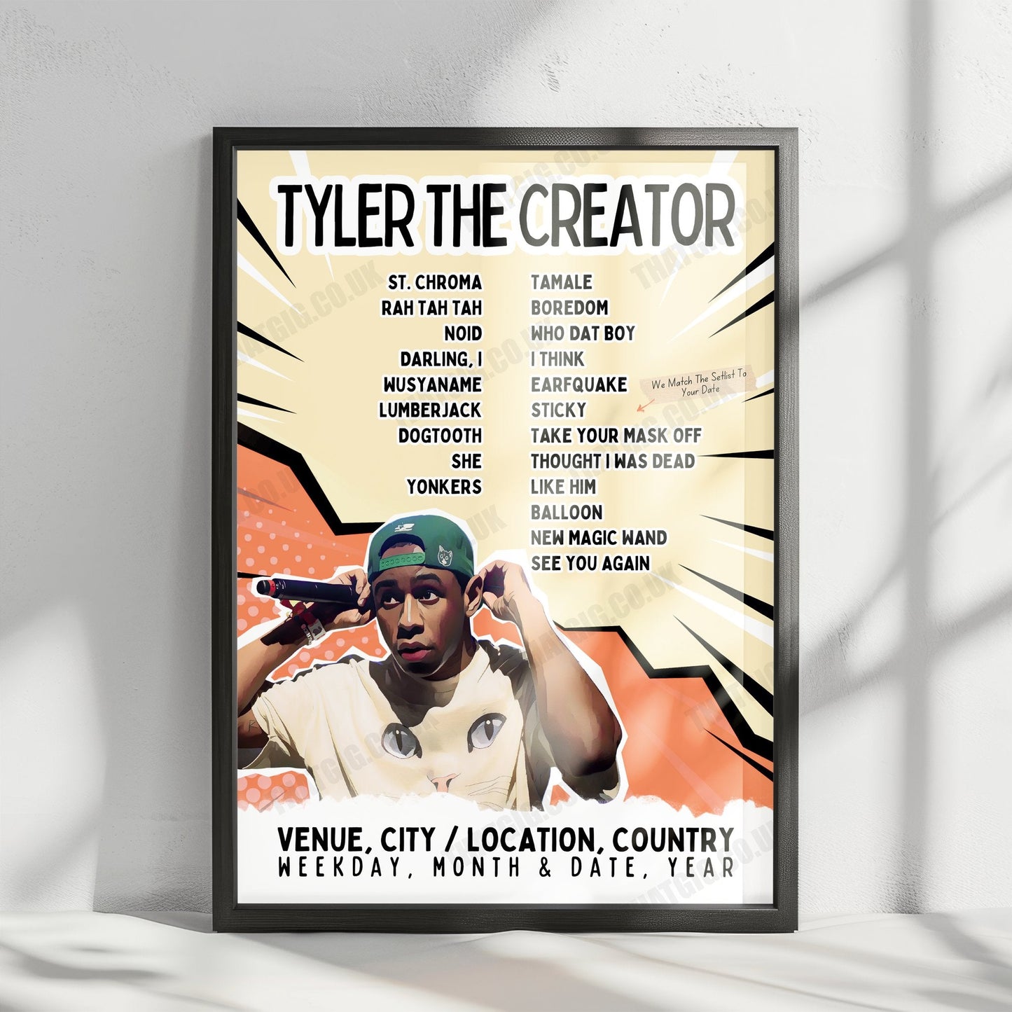 Tyler, The Creator Setlist Poster - The O2 Arena, London - May 22nd, 2025