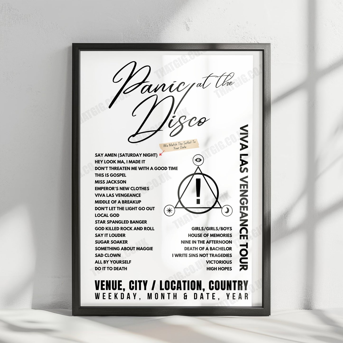 Panic! at the Disco Setlist Poster - The O2 Arena, London - March 7th, 2023