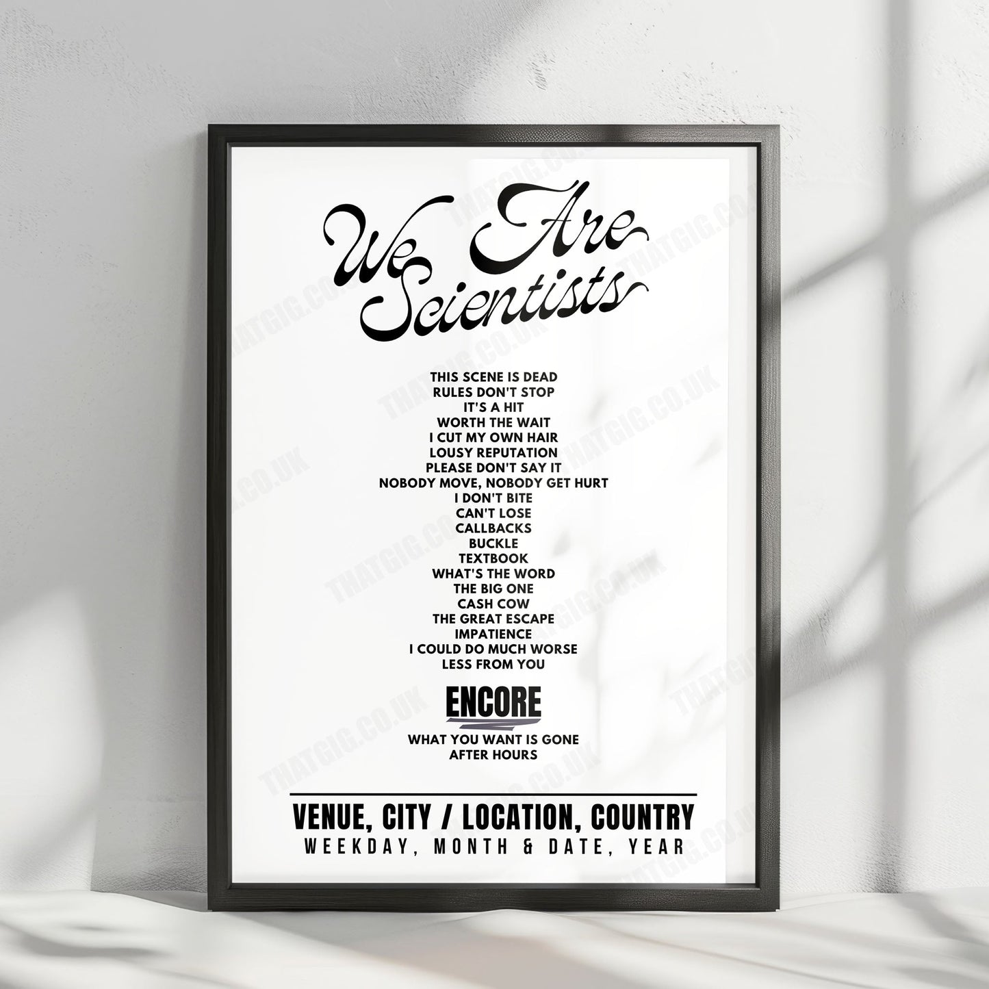 We Are Scientists Setlist Poster - Engine Rooms, Southampton - November 19th, 2024