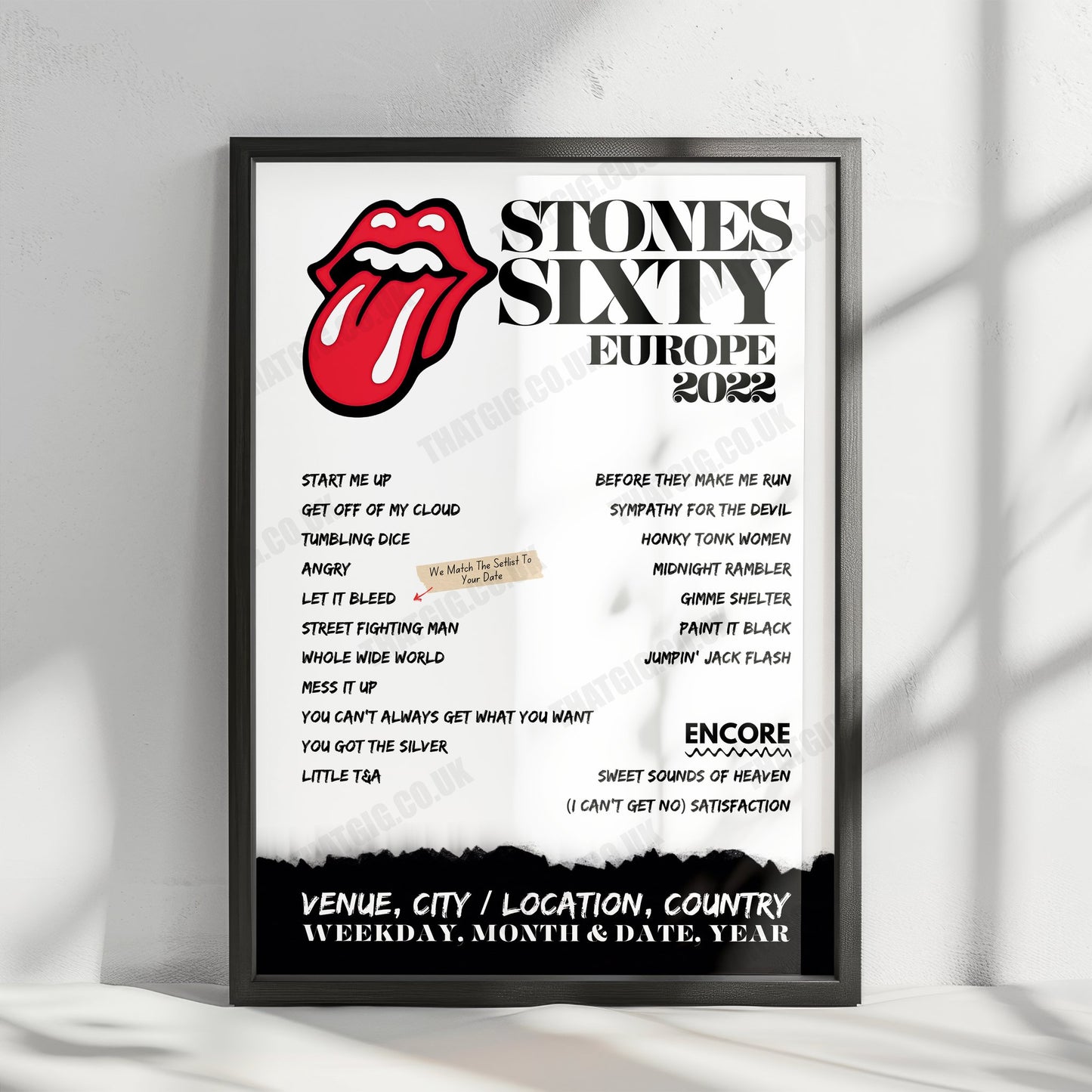 The Rolling Stones Setlist Poster - Stadio Giuseppe Meazza, Milan, Italy - June 21st, 2022