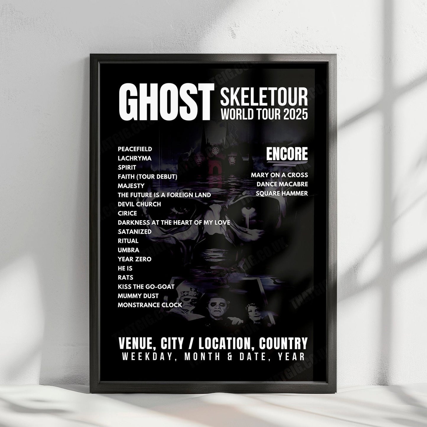 Ghost Setlist Poster - The OVO Hydro, Glasgow - April 16th, 2025
