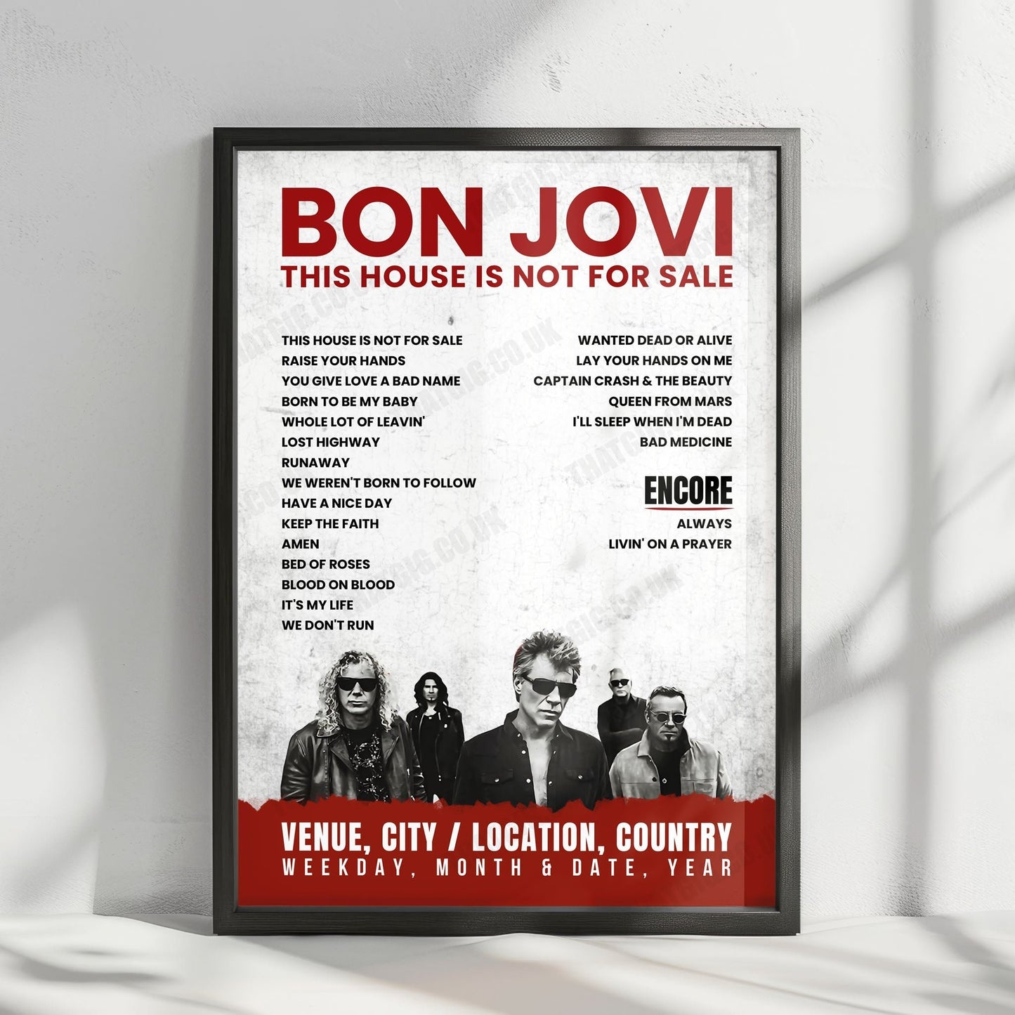 Bon Jovi Setlist Poster - Festivalpark, Werchter - July 14th, 2019