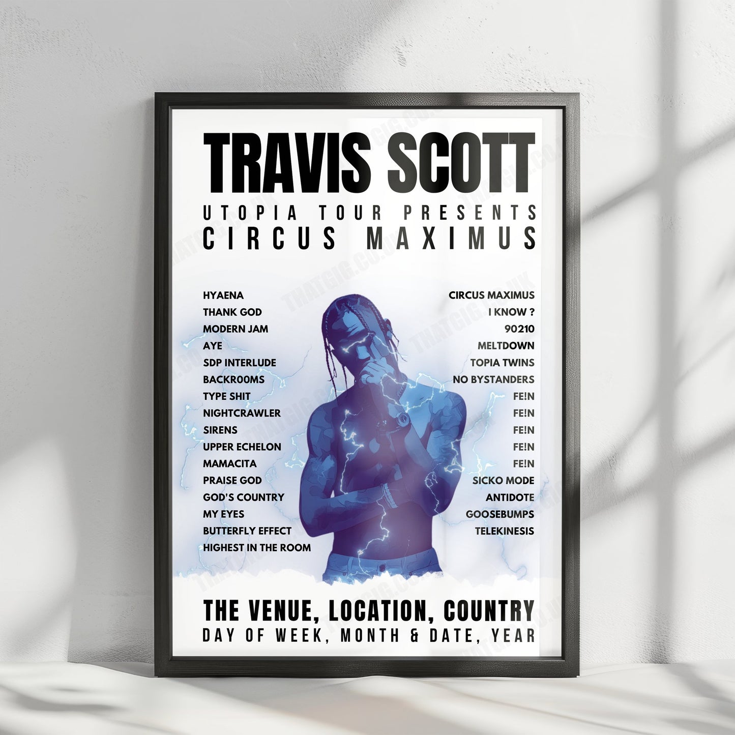 Travis Scott Setlist Poster - Centre Bell, Montreal - January 9th, 2024