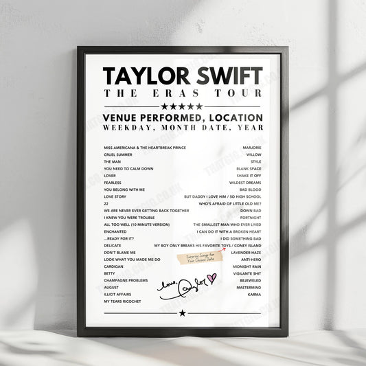 Taylor Swift Setlist Poster - Estádio do Sport Lisboa e Benfica, Lisbon - May 24th, 2024