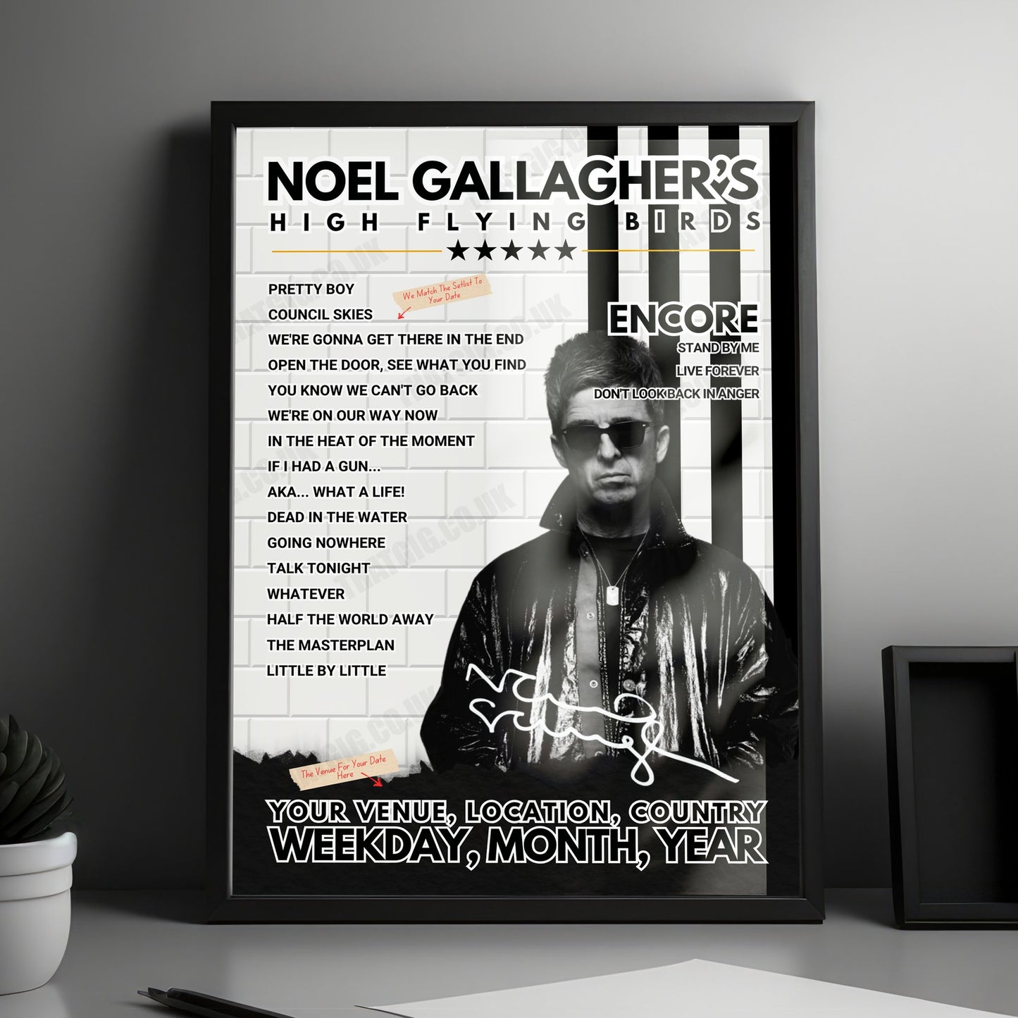 Noel Gallagher’s High Flying Birds Setlist Poster - Lighthouse, Poole, England - March 17th, 2024
