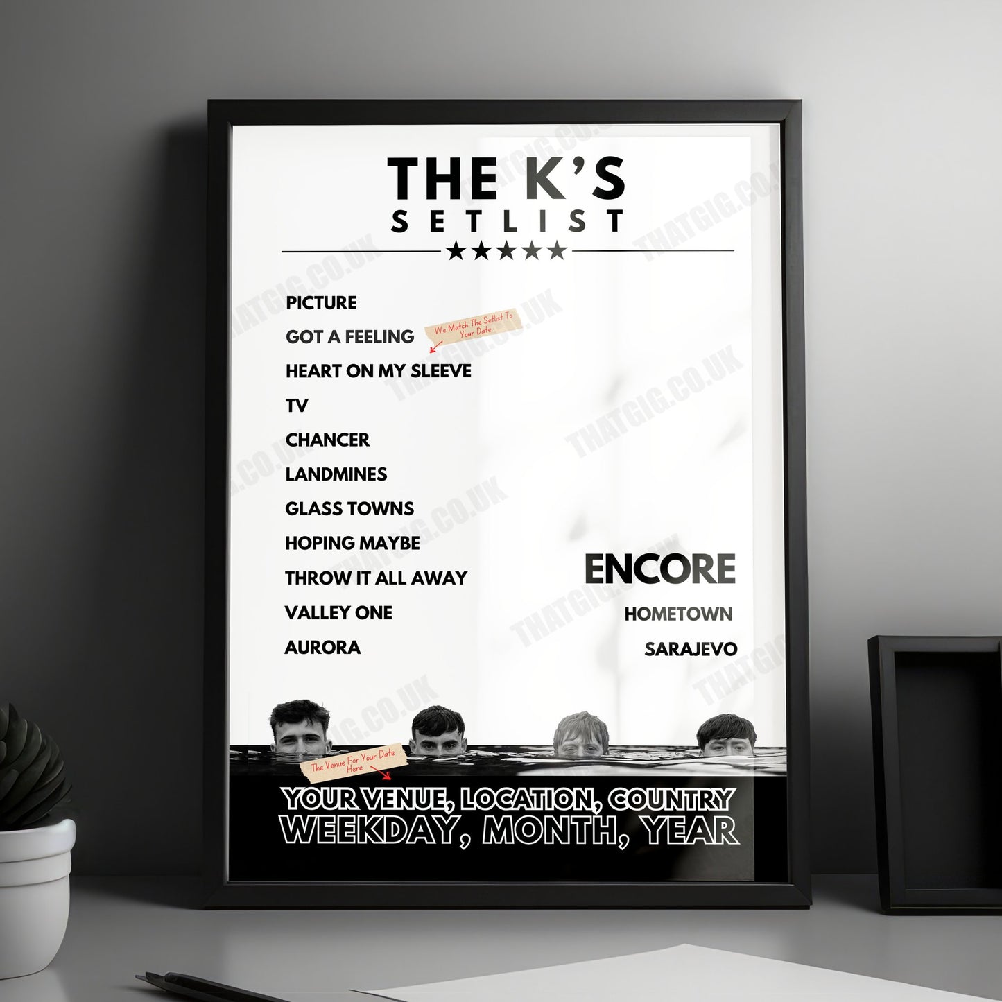The K's Setlist Poster - Tivoli, Buckley, Wales - August 30th, 2024