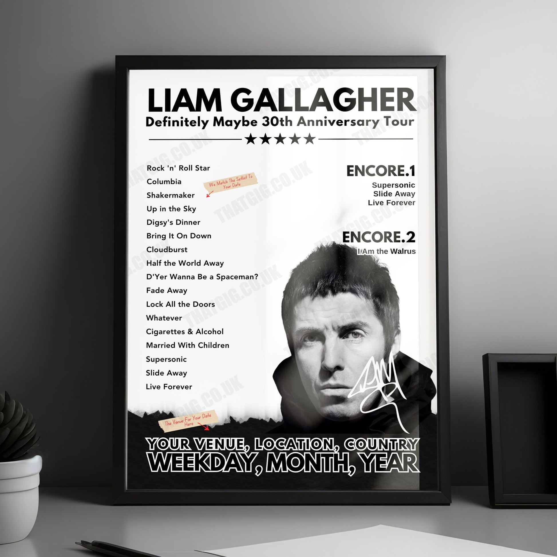 Liam Gallagher Setlist Poster - Palladium, Cologne - July 5th, 2018
