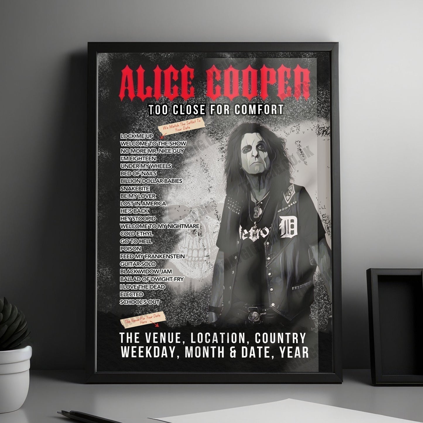 Alice Cooper Setlist Poster - QUARTERBACK Immobilien ARENA, Leipzig, Germany - October 11th, 2024