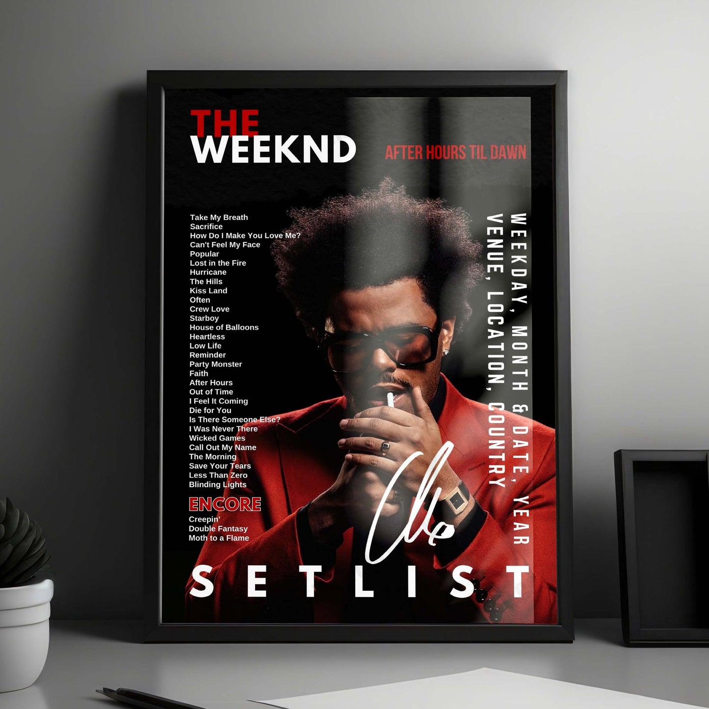 The Weeknd Setlist Poster - Parc Jean-Drapeau, Montreal - July 24th, 2025