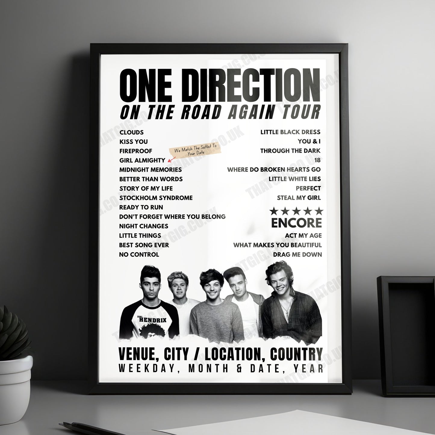 One Direction Setlist Poster - The SSE Hydro, Glasgow, Scotland - October 8th, 2015