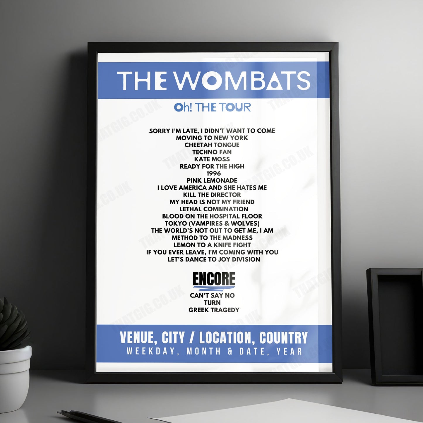The Wombats Setlist Poster - First Direct Arena, Leeds - March 26th, 2025