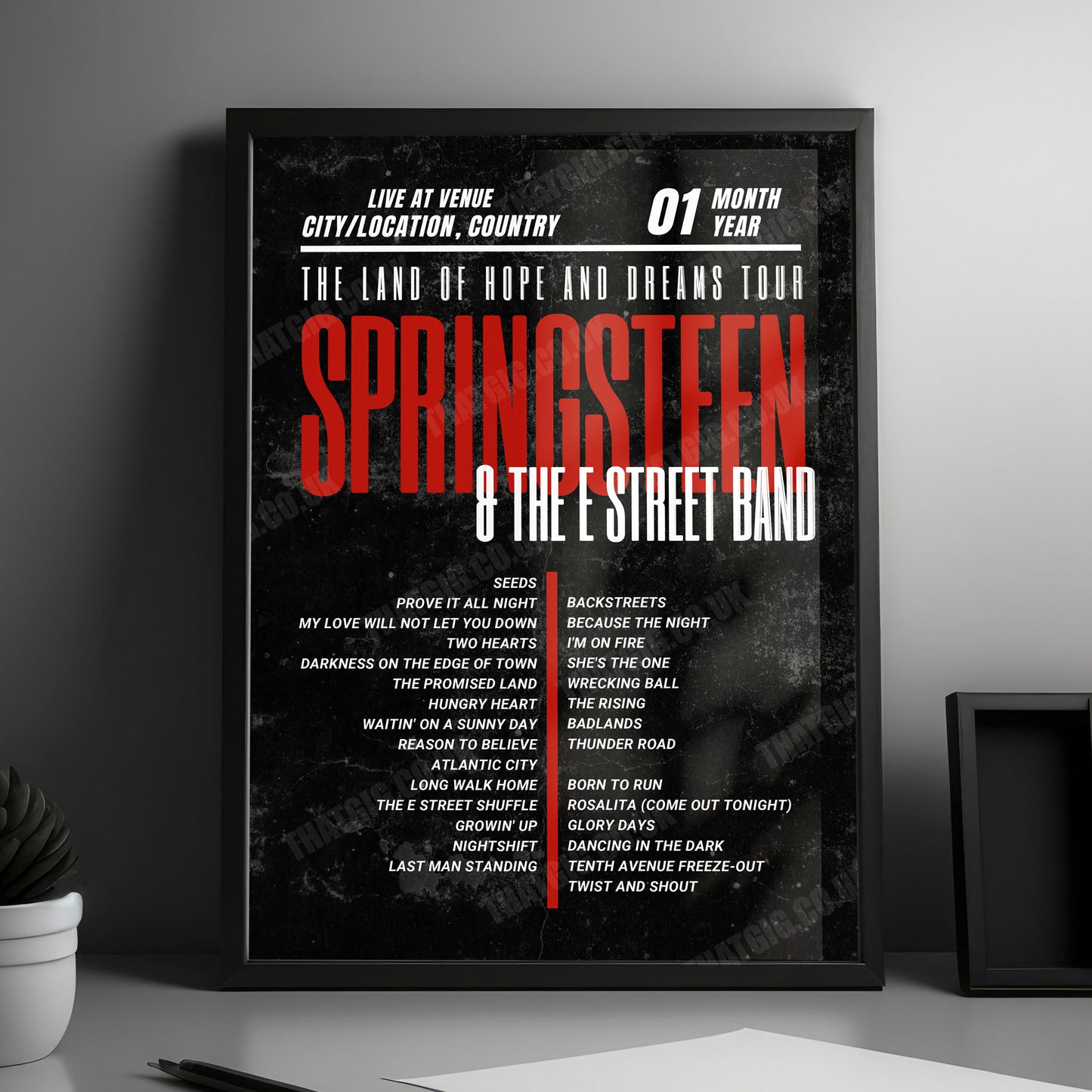 Bruce Springsteen Setlist Poster - Stade Pierre-Mauroy, Villeneuve-d'Ascq - May 24th, 2025