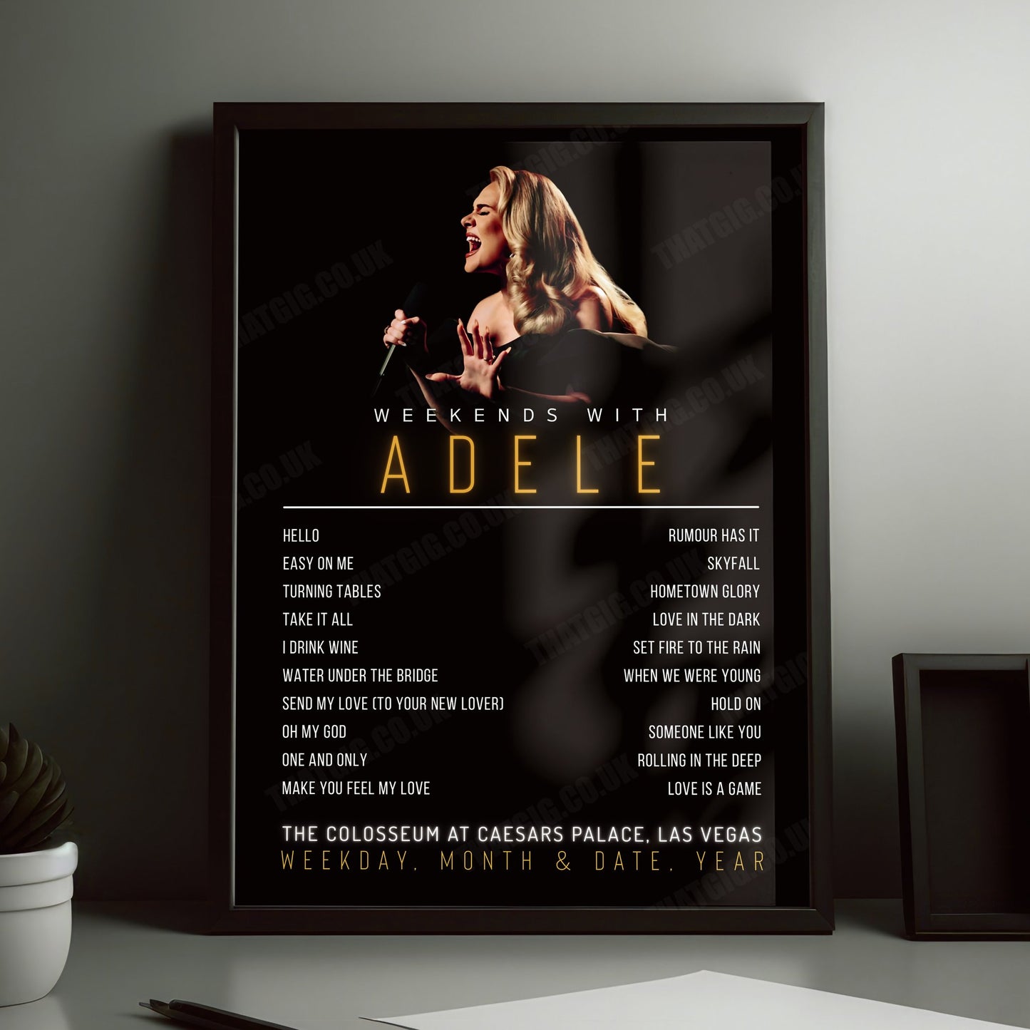 Adele Setlist Poster - The Colosseum at Caesars Palace, Las Vegas - December 24th, 2022