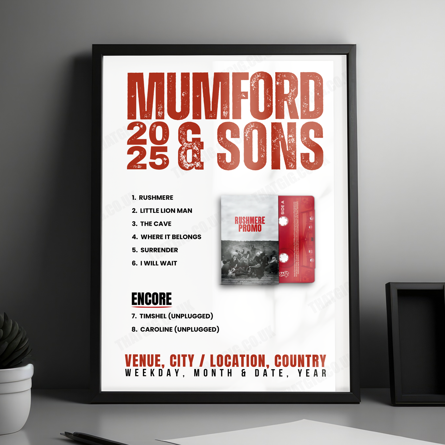 Mumford & Sons Setlist Poster - The Bellwether, Los Angeles - November 20th, 2023